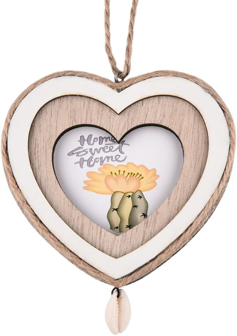 Flower Shape Photo Ornament Frame Wooden Hanging Ornament for Car Home Wall Decor Gifts for Friends Family Female