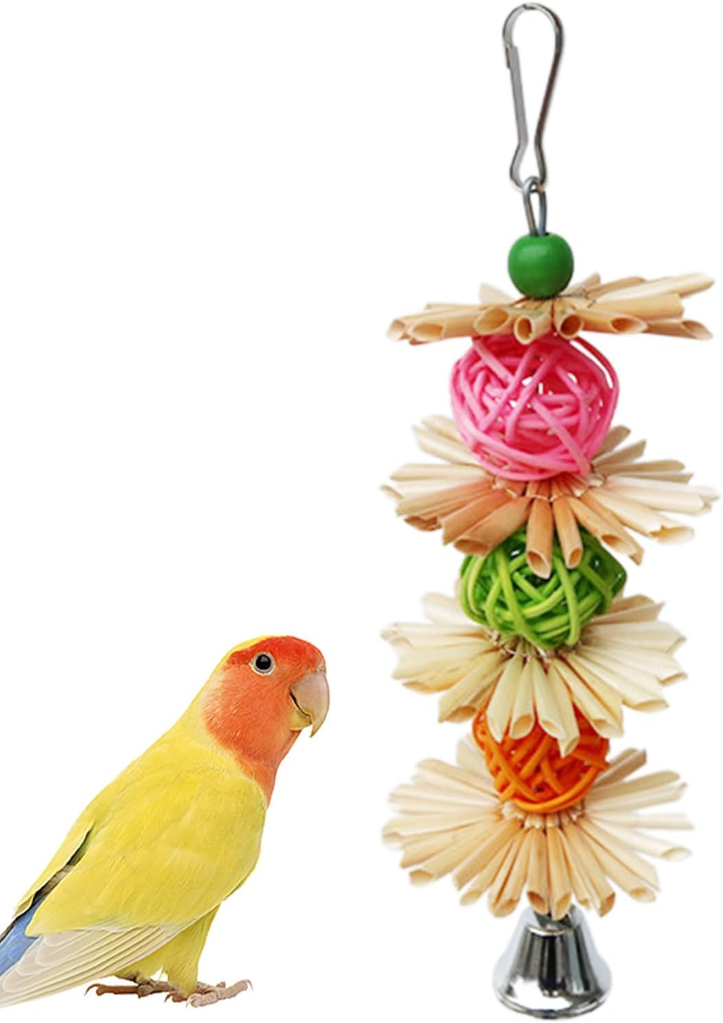 Parrot Feeding Toys - Small Parrot Toys, Cockatiel Toys, Colorful Cockatiels with Metal Hooks, Attach to Places Easy to Install in Seconds Disconnect Toy, Bird Cage Decor Various Bird Eaves image number 3