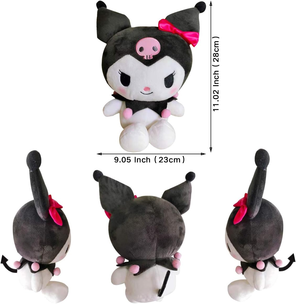 Kawaii Kuromi Plush Doll 10'', Cartoon Stuffed Soft Toy, Lovely Plushies for Children Girls Fans image number 3