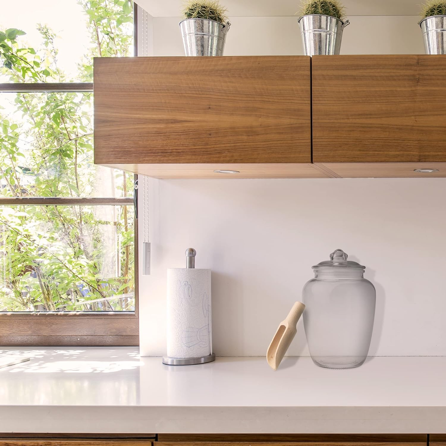 Upper Midland Products Glass Bath Salt Jar with Wooden Scoop for Bath Salt, Bath Salt Container with Airtight Lid Holds 74 Oz of Bath Salt Epsom Salt, Laundry, Flour Multi Use image number 5