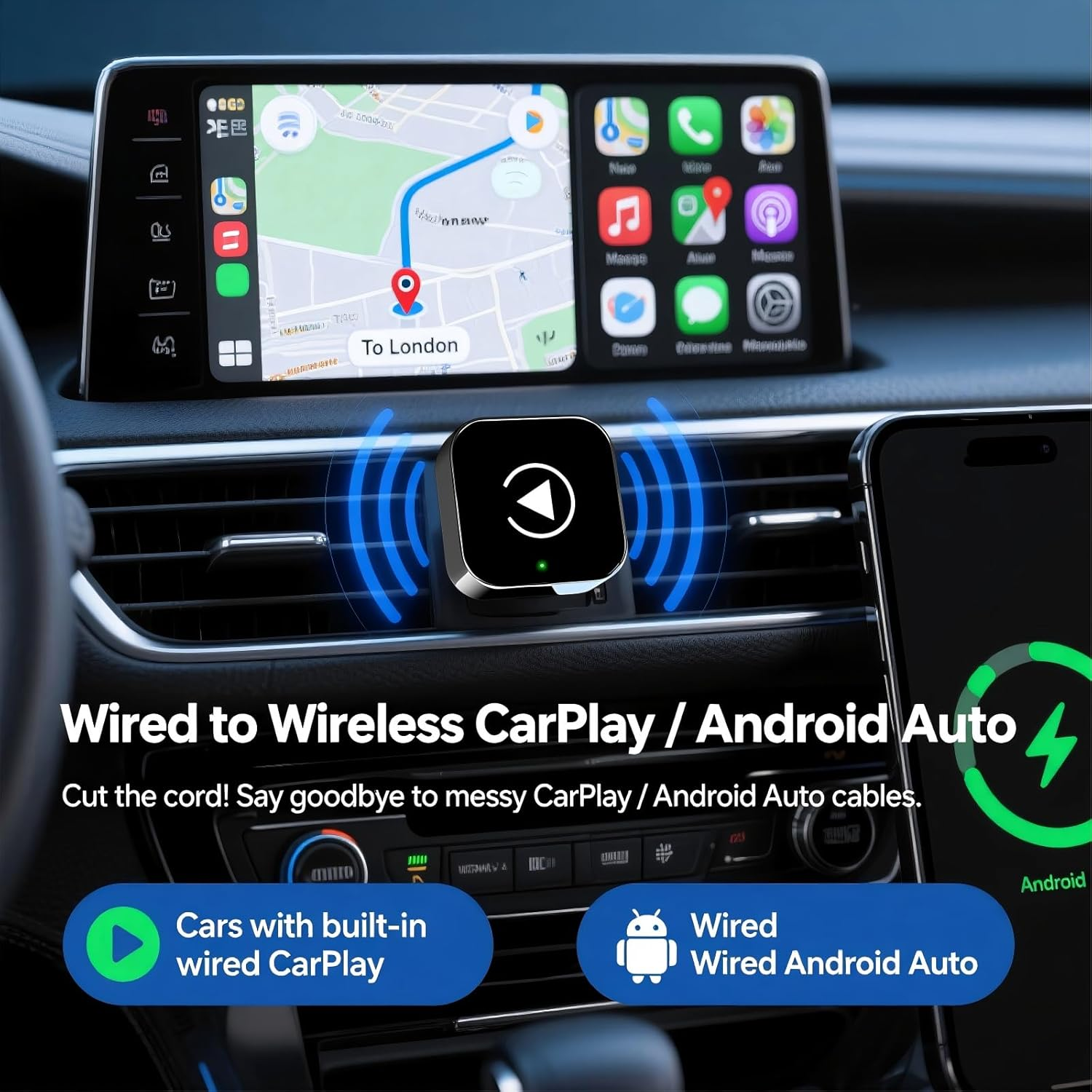 Upgraded Mini Wireless Carplay Adapter Upgrade Wired Carplay to Wireless for Cars with Built-In Wired Apple Carplay Plug and Play Easy Use Fast USB USB-C Port Stable Connection Car Play for Iphone image number 1