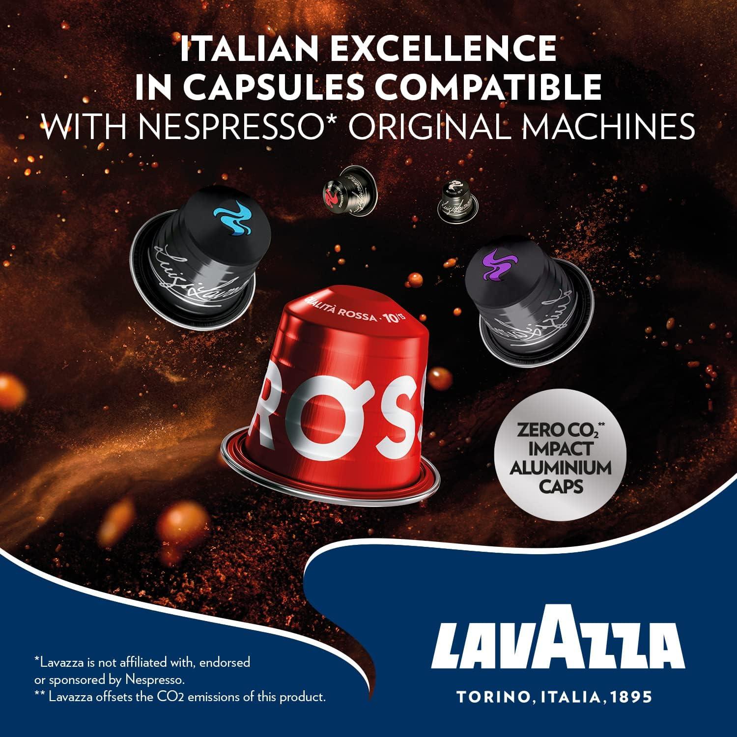 Lavazza, Qualit&agrave; Rossa, 100 Coffee Pods Compatible with Nespresso Original Machines, Chocolate Notes, Arabica & Robusta, Intensity 10/13, Medium Roasting, 10 Packs of 10 Coffee Pods image number 3