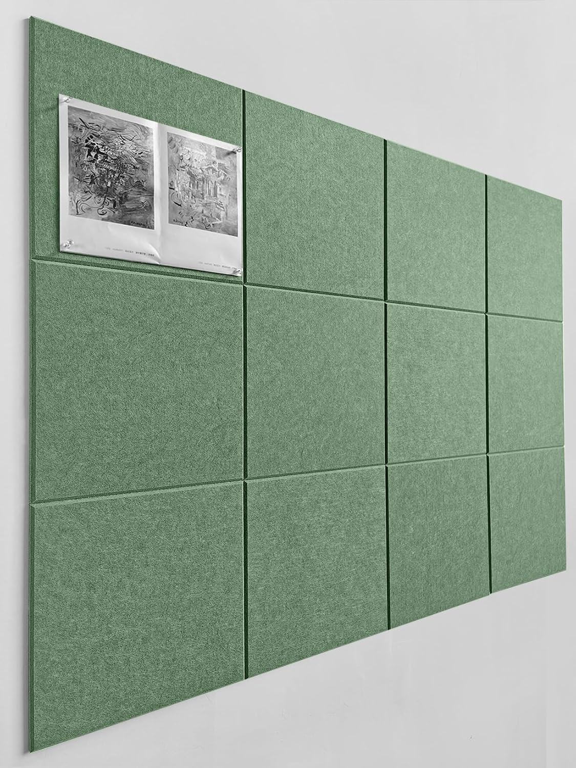 Office Cork Board Alternative | Gray Felt Tiles (12-Pack) | Felt Bulletin Board for Home | Wall Organizer for Office | Large Cork Boards | Pin Board Display | Dart Board Wall Protectors | Gray Black