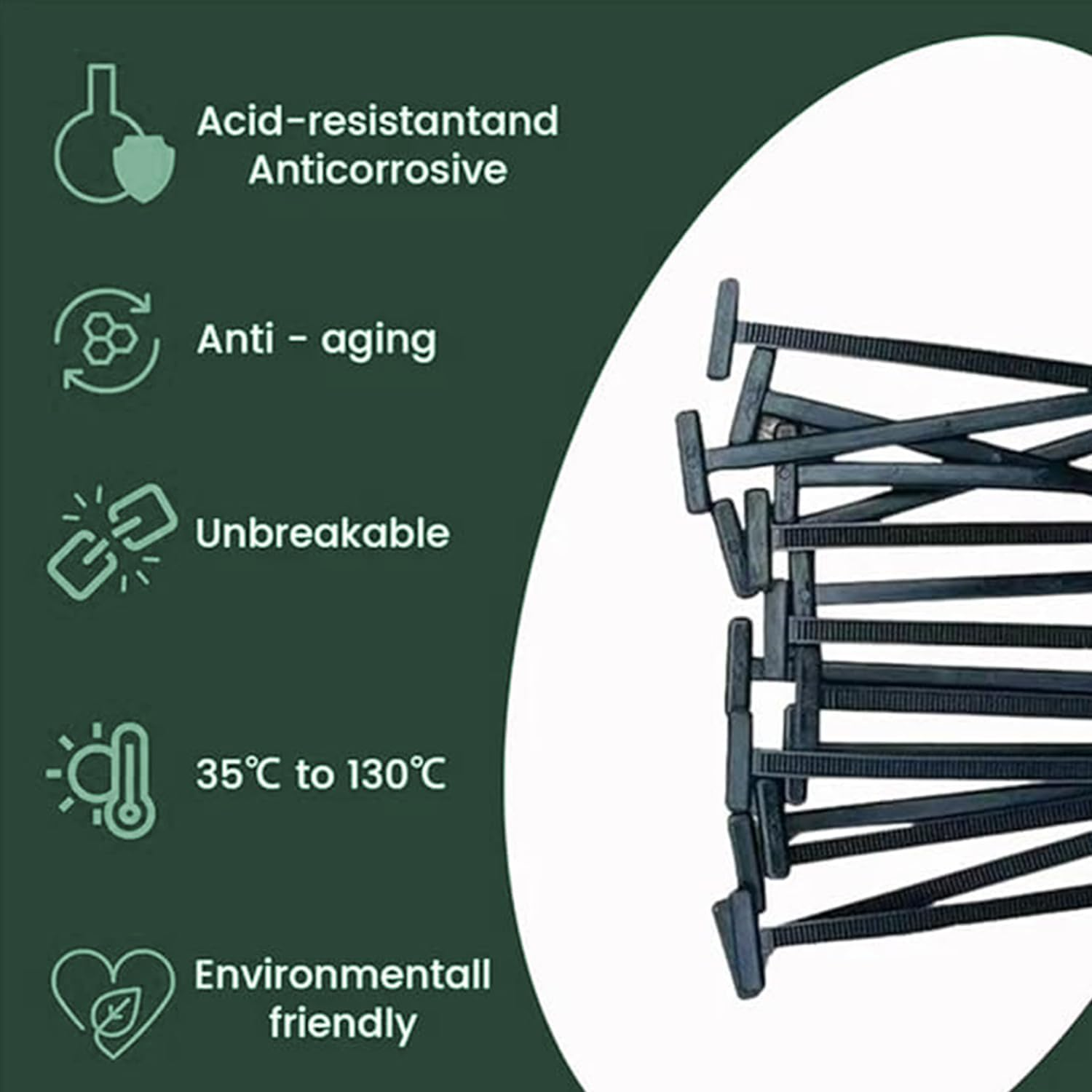 Roczential Nylon Universal Cable Tie Buckle, 100 PCS Pin and Button Zip Ties Self Locking, Bumper Retainer Clips Car Plastic Rivets Fasteners for Car Daily Repair (100Pcs) image number 3