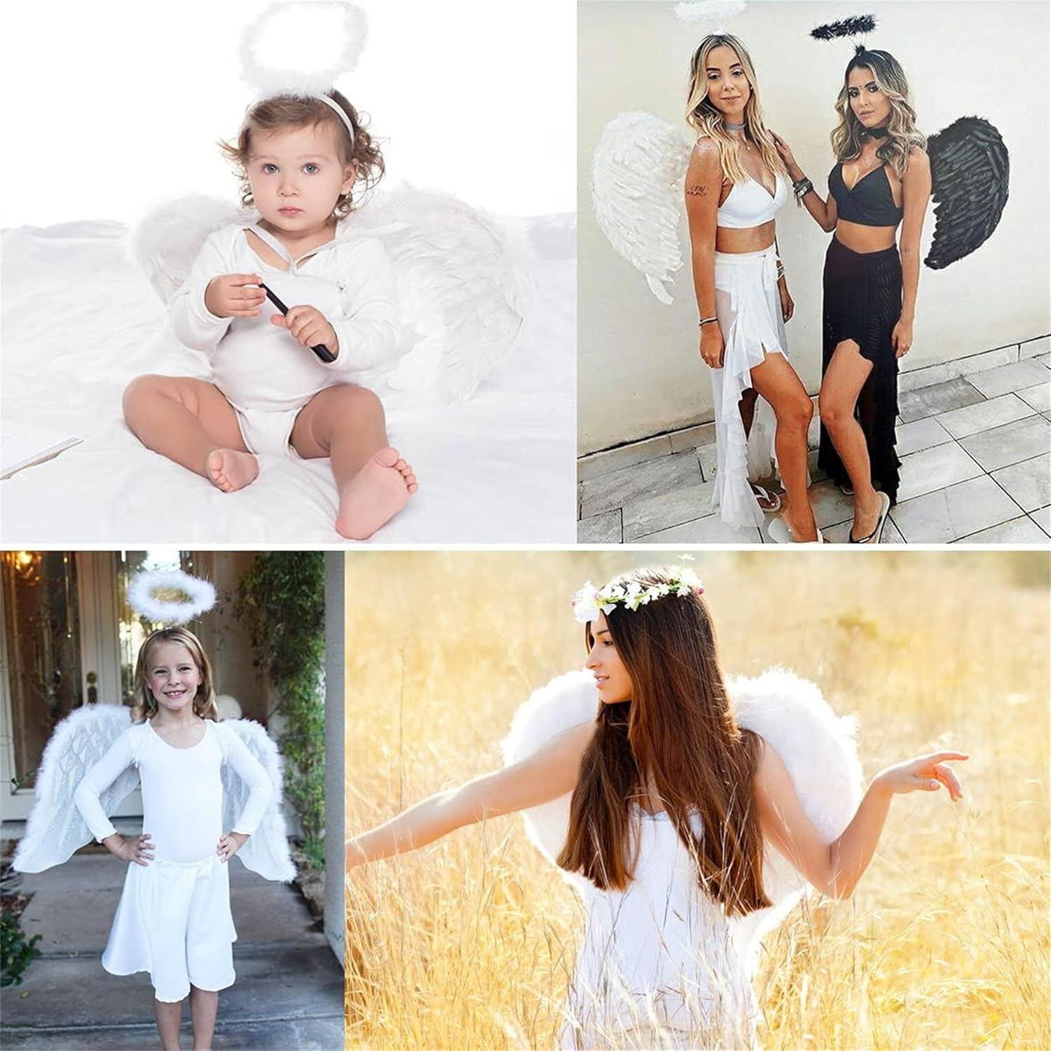Angel Wings White, Angel Costume Women'S with Halo and Wand, Angel Wings, Costume Angel, White Wings Girls, Angel Wings Decoration, Feather Wings Angel, Angel Wings Costume image number 6