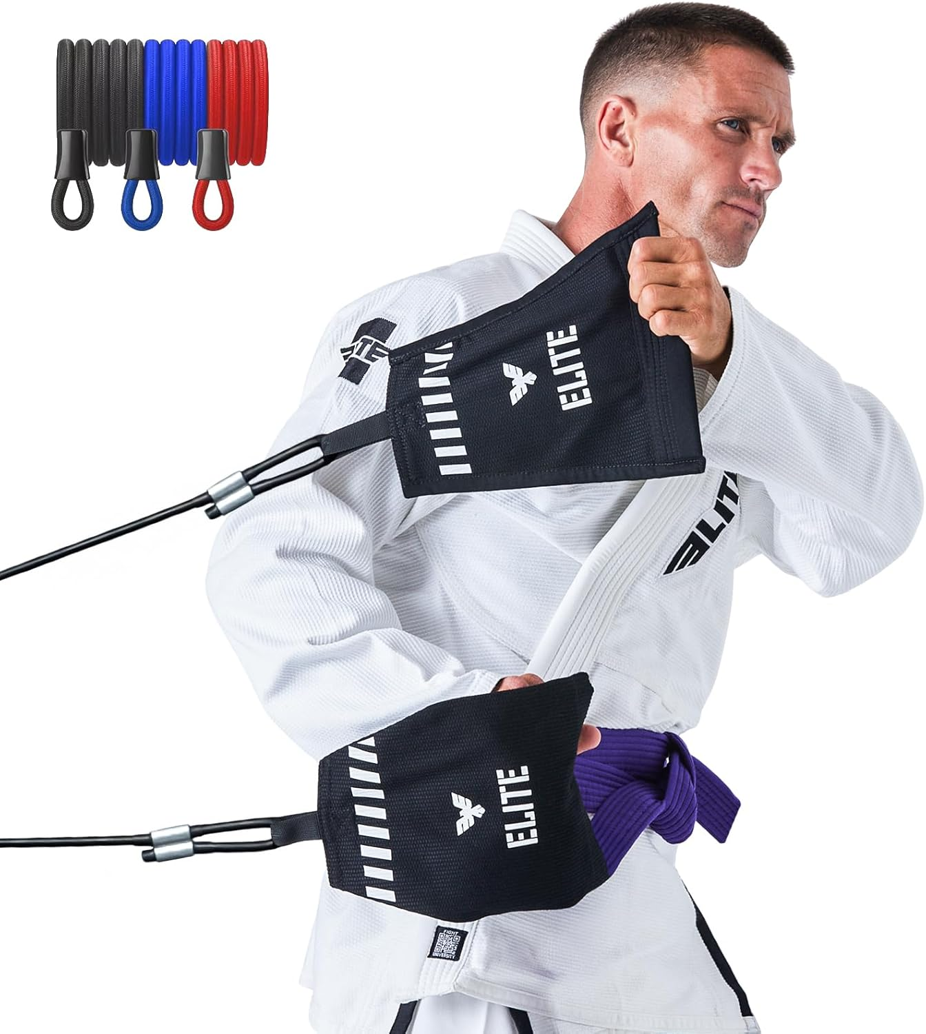 Elite Sports Jiu Jitsu Grip Trainer Simulate Gi - Resistance Band Grip Strength Trainer for BJJ MMA Judo & Grappling Training image number 4