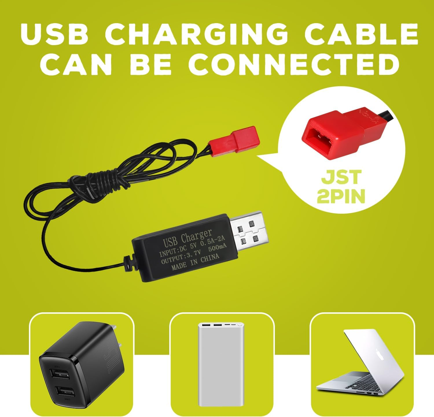 2PCS 3.7V 800Mah Lipo Battery Remote Control Drone Battery with USB Charger JST Plug Suitable for SYMA X56W MJX X400W X300C X800 HS110 HS200 S670 V950Hd S1750 V2450 RC Quadcopter Battery image number 2