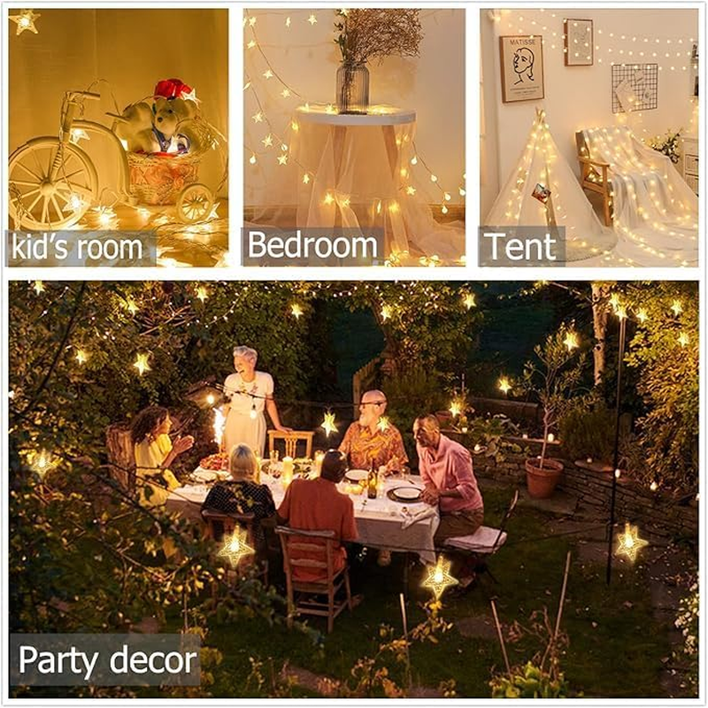 Augshy Star Lights Star String Lights, 20Ft 40 LED Star Fairy Lights String Cute Christmas Twinkle Lights Indoor Outdoor for Bedroom Home Car Wedding Party Xmas Tree Decoration, Warm White