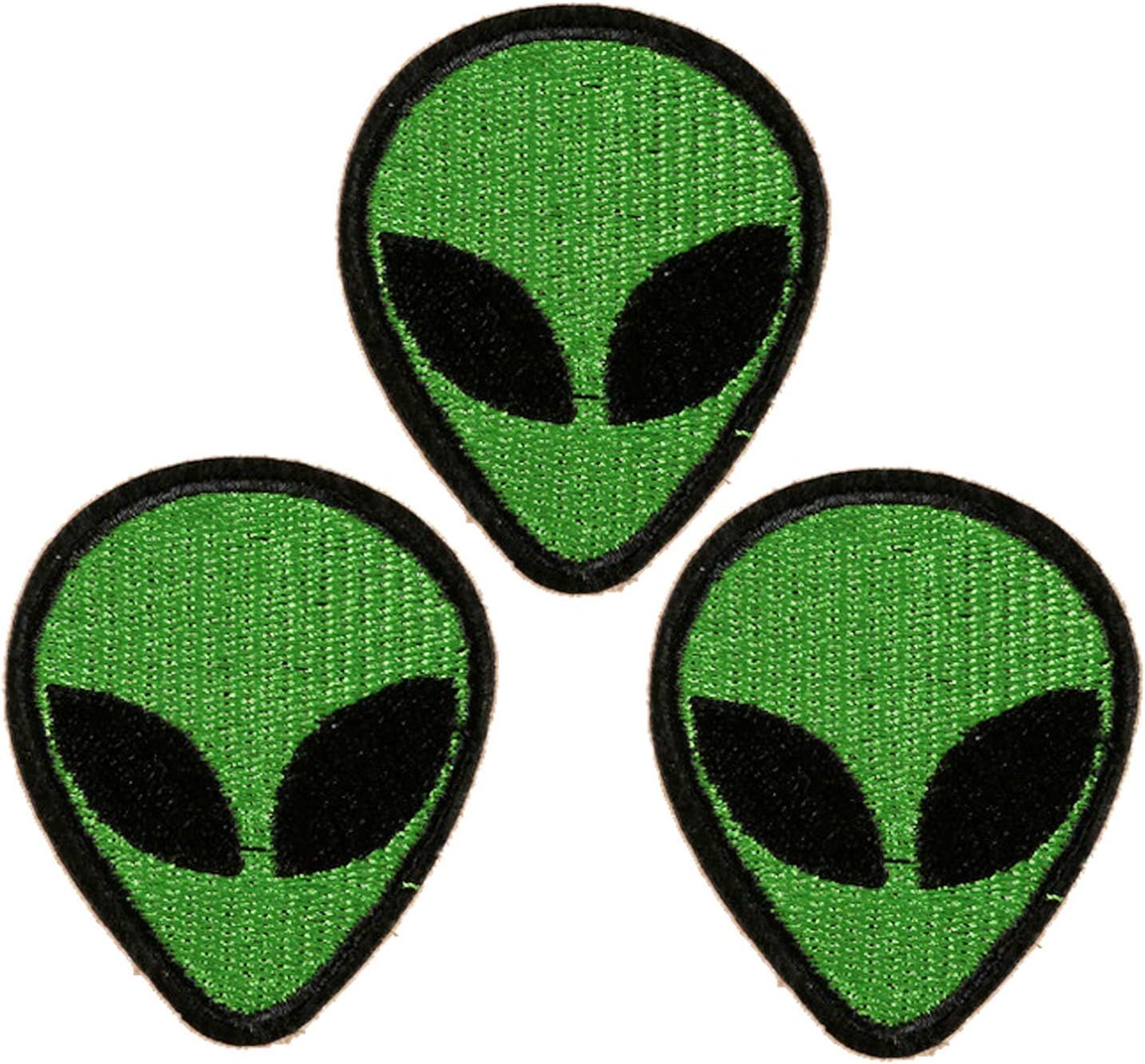 U-Sky Sew or Iron on Patches, 3Pcs Cute Alien Head Iron Patches for Kids Clothing, Funny Patches for Jeans, Sew on Applique Patches for Jackets, Iron on Patches for Vest Backpacks Bags Caps