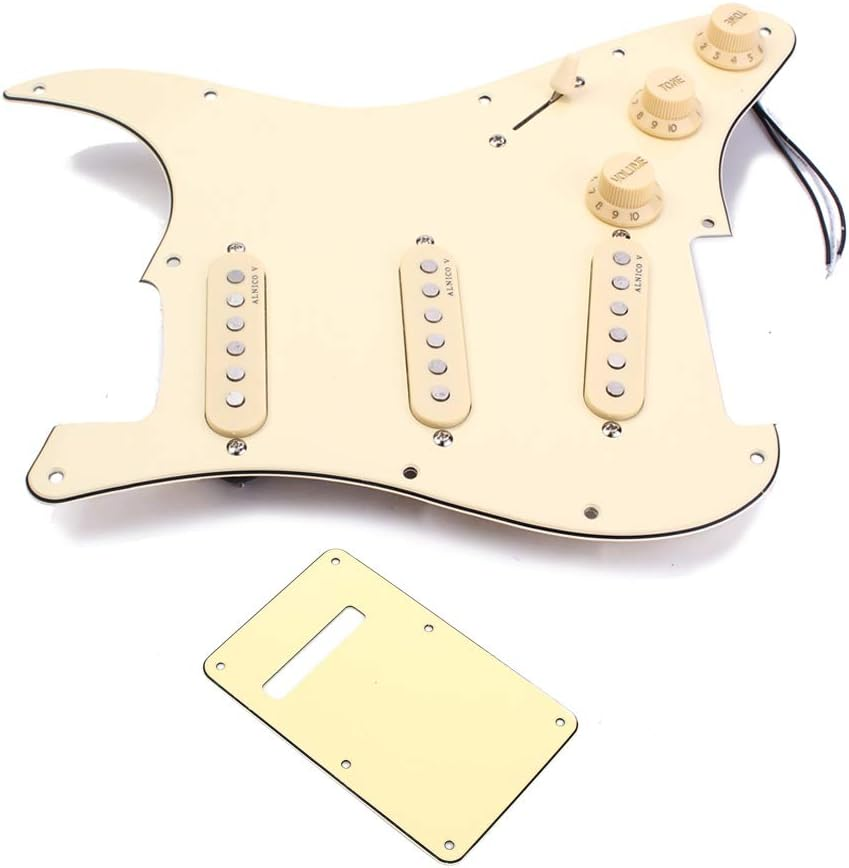 Alnicov SSS 3-Ply Prewired Loaded Pickguard Scratchplate Backplate with Alnico V Pickups Kit for Strat ST Electric Guitars Replacement Parts image number 3