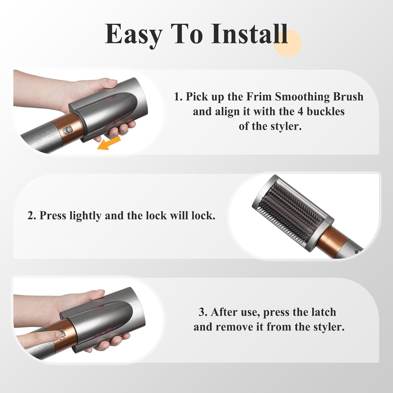 PUREGUST New Firm Smoothing Brush Compatible with Dyson Airwrap Attachment Accessories, for Frizz Hair to Make Smooth and Straight Style, Part No.971892-08 image number 6