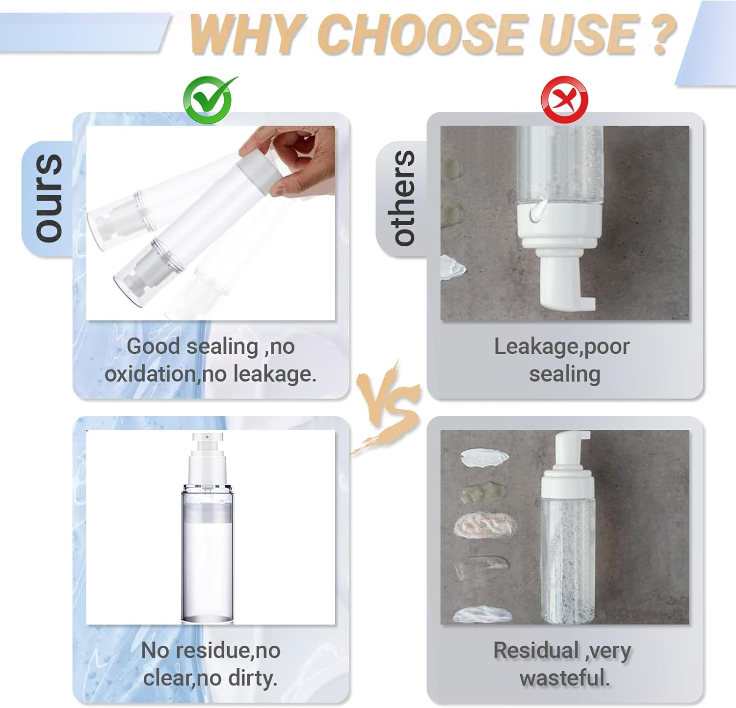 JOWILIN Clear Airless Cosmetic Pump Bottle, 2 Pcs 3.4Oz/100Ml and 2 Pcs 1.7Oz/50Ml Refillable Dispenser Container, Travel Size Empty Lotion Bottle for Perfume, Foundation, Shampoo, Liquid Etc (4 Pcs) image number 1