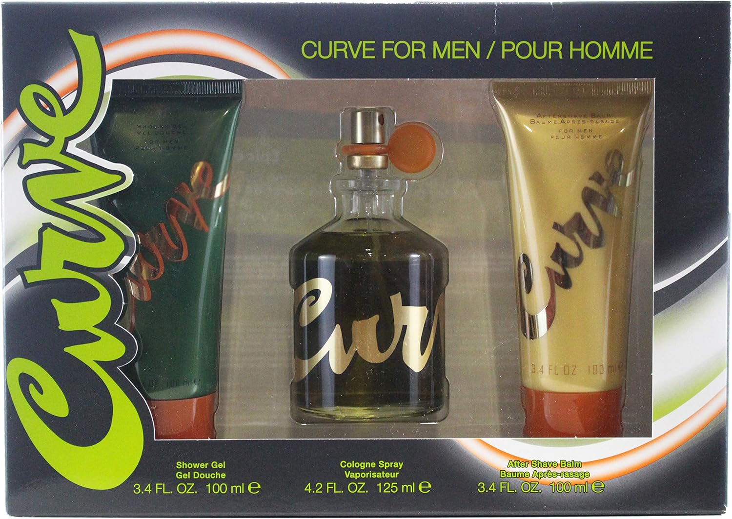Liz Claiborne Curve 3 Pc. Gift Set (Cologne Spray 4.2 Oz + after Shave Balm 3.4 Oz + Shower Gel 3.4 Oz), 125 Ml
