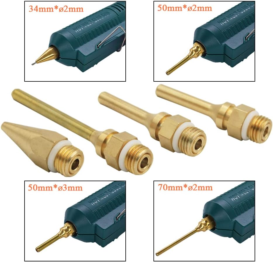 Bestgle Pure Copper Hot Melt Glue Gun Nozzle, Glue Gun Nozzles Replacement Kit Copper Tip Tool Accessories for Hot Melting Glue Gun Electric Heat Tools, Luxury Set, 4 Pack image number 3
