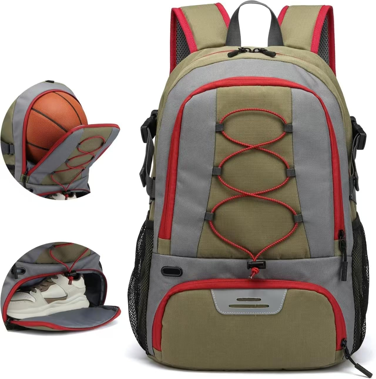 Travel Essentials, Basketball Backpack with Shoes and Ball, Large Sports Bag with Separate Ball Holder & Shoes Compartment,Volleyball, Soccer, Swim, Gym, Travel image number 2