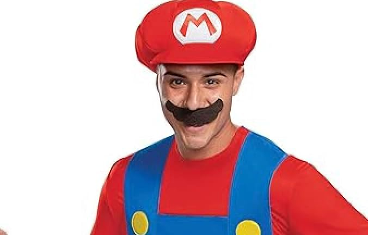 Disguise Mens Mario Costume, Official Nintendo Super Mario Bros Adult Costume with Hat and Mustache image number 2