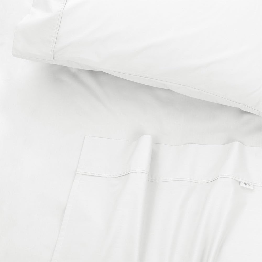 Algodon 500 Thread Count Organic Cotton Bed Sheet with Pillows Set, White, King image number 2