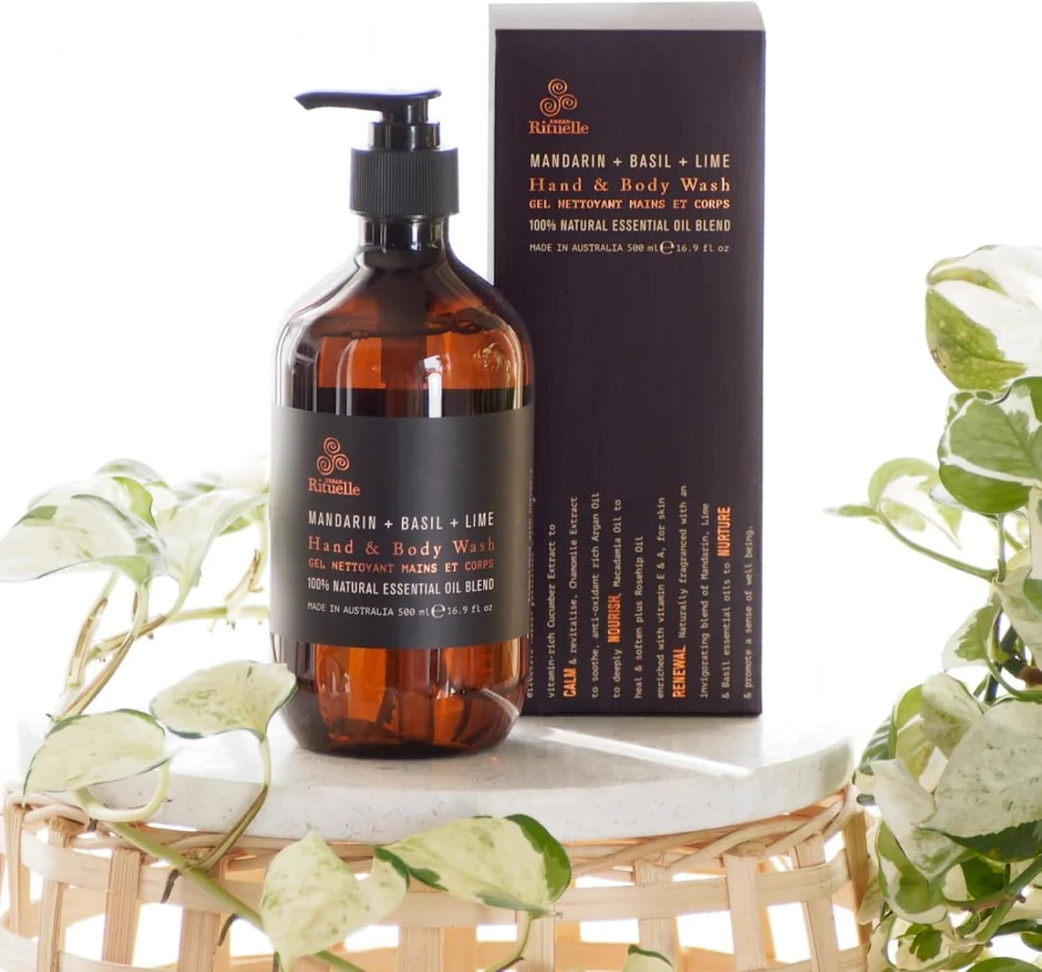 Urban Rituelle Equilibrium Hand & Body Wash, 500Ml - Cleanser with Mandarin, Basil & Lime with Chamomile, Cucumber, Argan & Rosehip Oils, Gently Purifies, Revitalises & Nourishes Skin image number 1