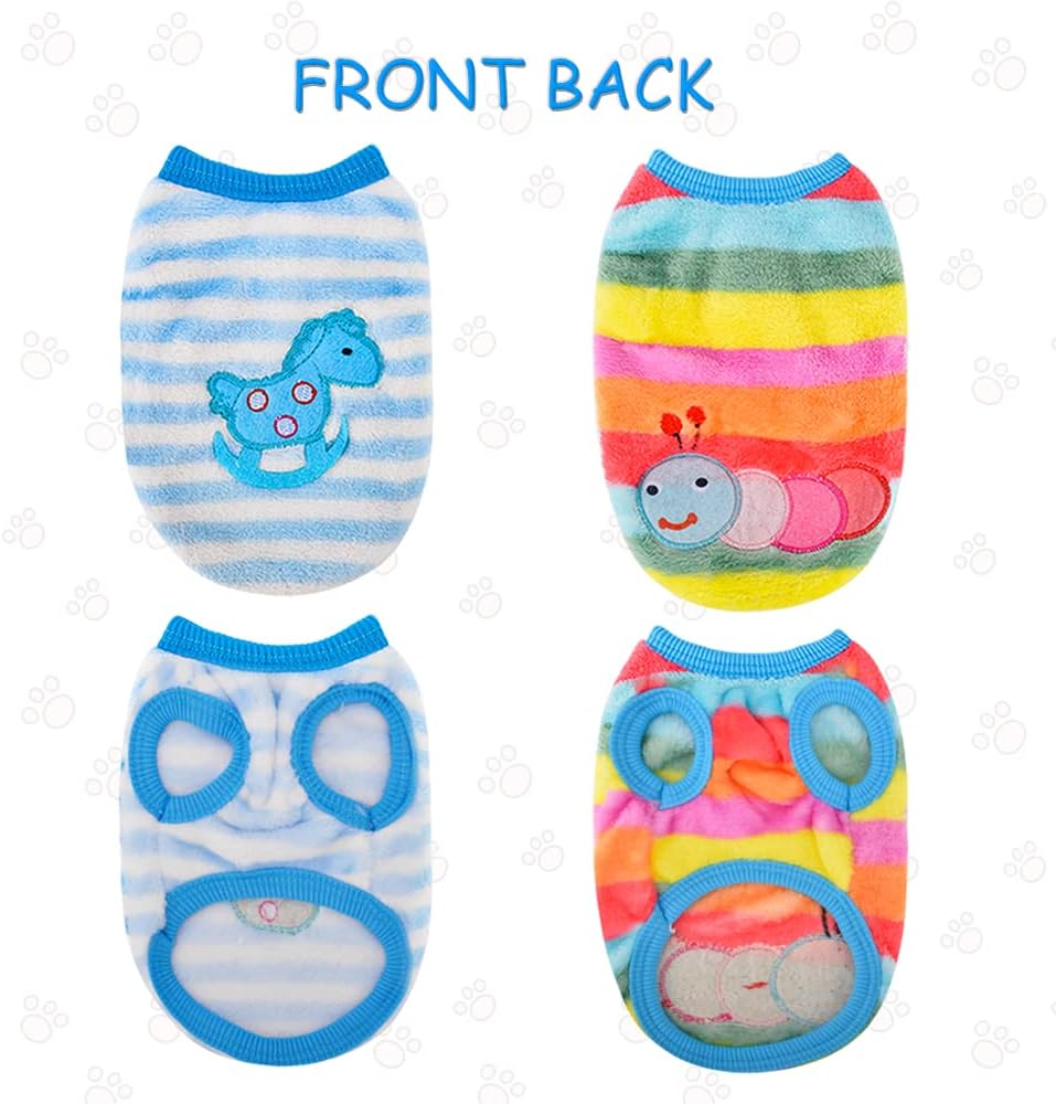 2 Pieces Small Dog Sweaters Chihuahua Fleece Clothes XXS~S Winter Warm Puppy Sweaters Boys Girls Tiny Dog Outfits for Teacup Yorkie Puppies Extra Small Breed Costume (Xx-Small)