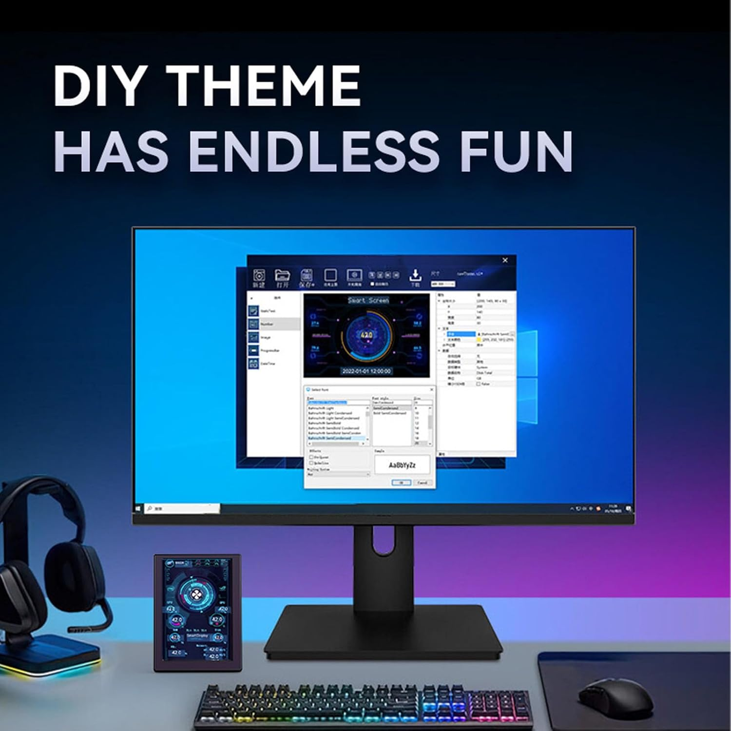 PC CPU Data Monitor, Plug and Play Computer Temperature Monitor Stepless Dimming 360 Degree Rotation 3.5 Inch Type-C Interface for Desktop (Black) image number 4