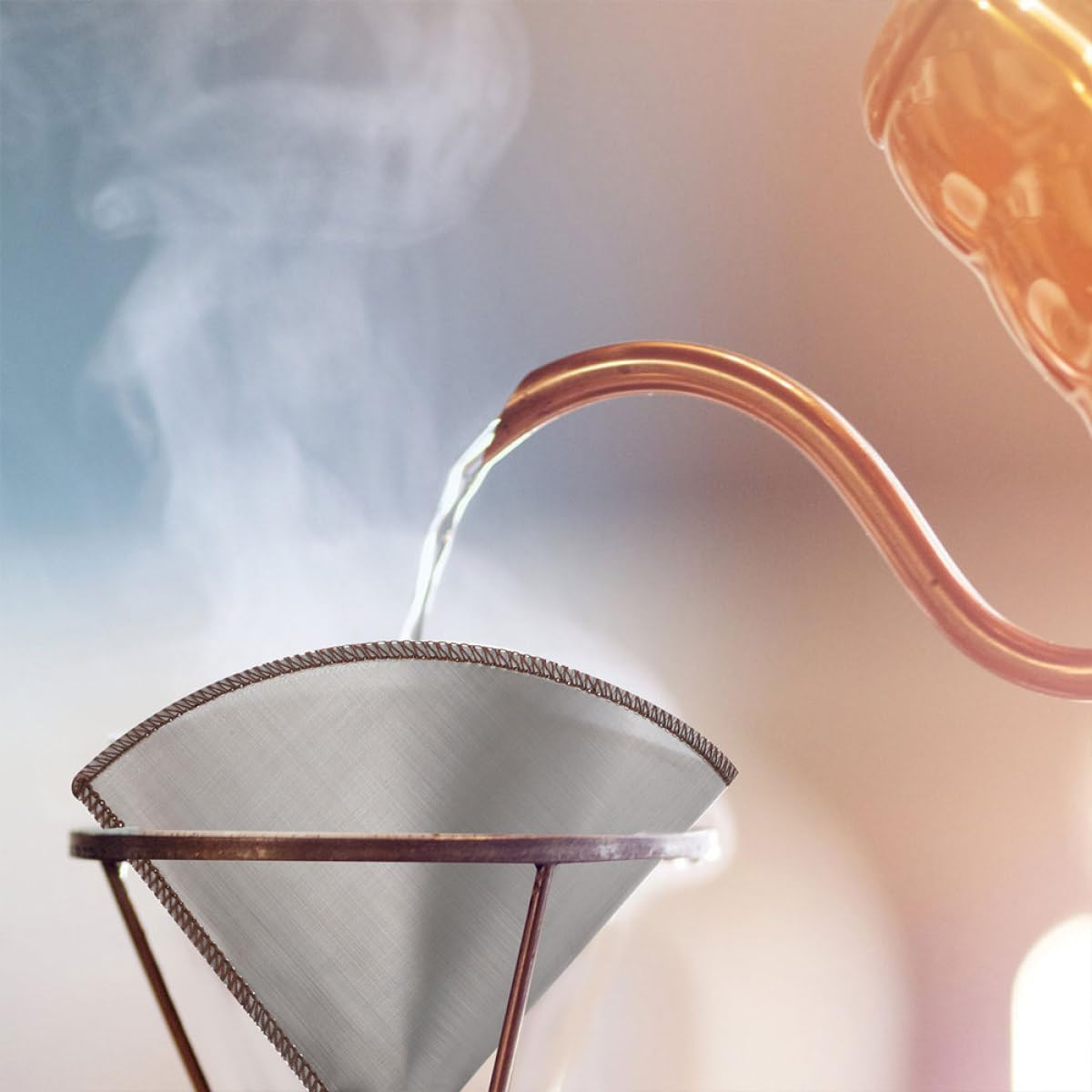 Ipetboom 2Pcs 304 Stainless Steel Coffee Filter Mesh, Fine Reusable Cone Coffee Strainer for 1-4 Cups, Portable Espresso Filter Screen for Home and Travel Brewing