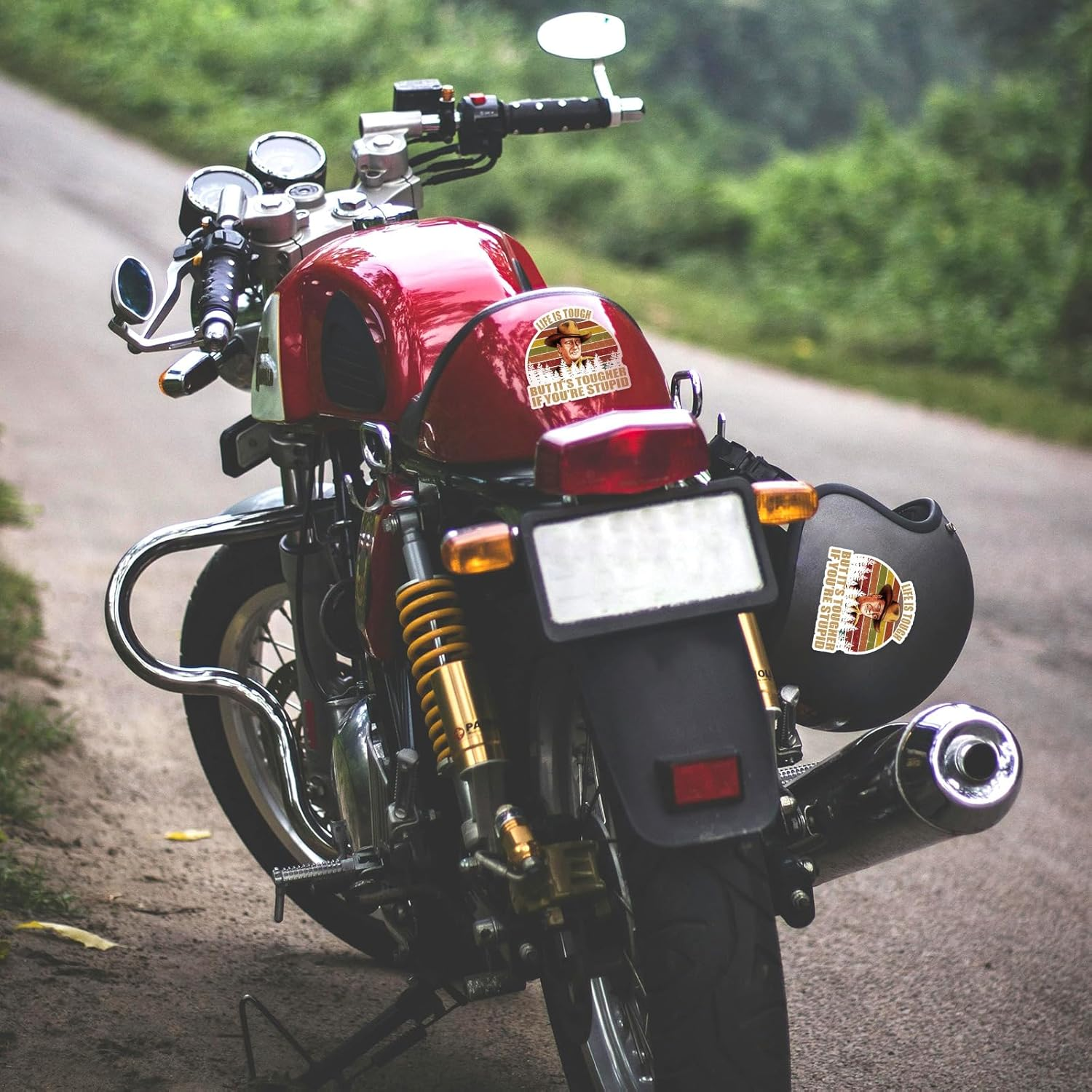 OCQOTAT Life Is Tough but It'S Tougher If You'Re Stupid Vintage Sunset Bumper Sticker Vinyl Decal 5 Inches-3 Pack Bright Funny Decals for Car Truck Van SUV Window Wall Cup Laptop Tumbler image number 2