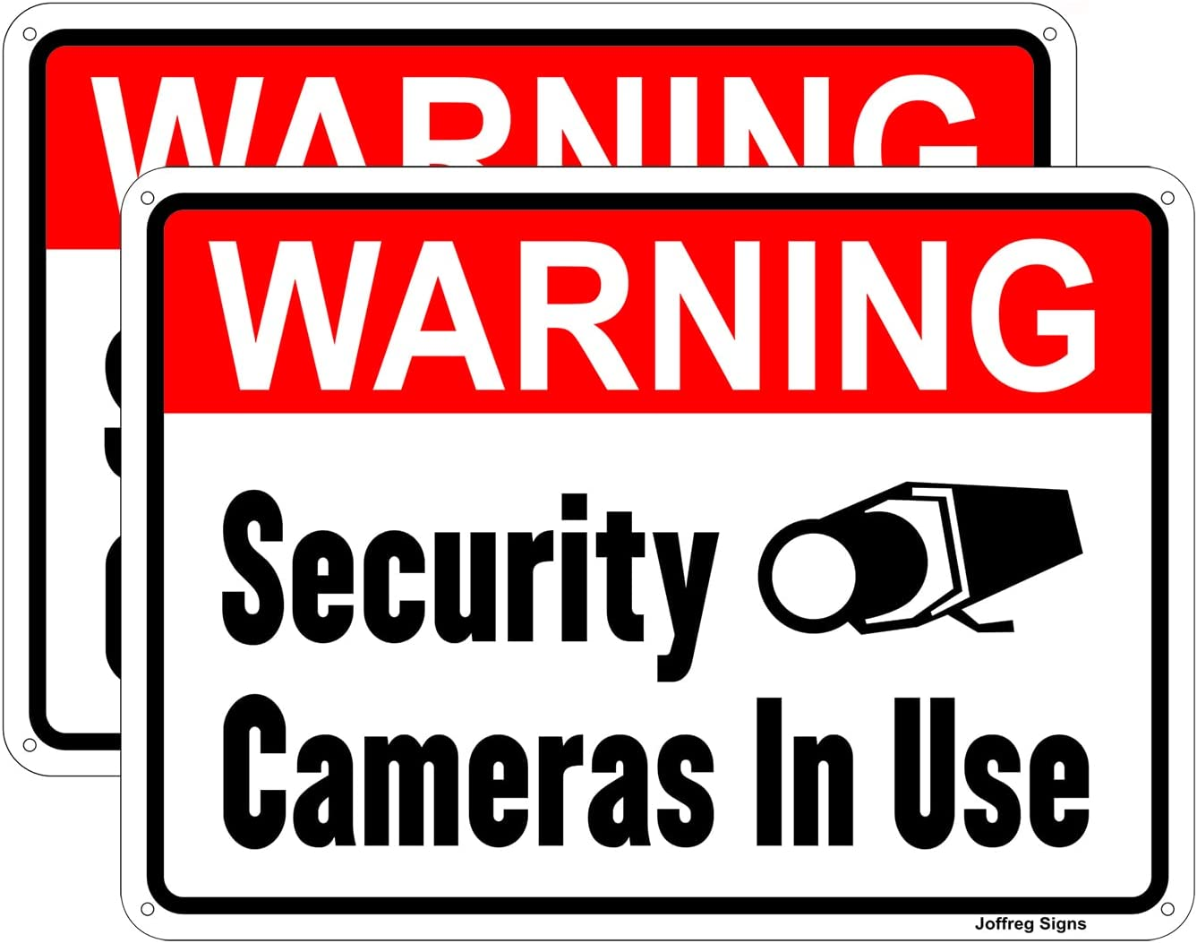 Joffreg Warning Security Cameras in Use,Video Surveillance No Trespassing Sign,18 X 25 Cm,Reflective Aluminum,Uv Protected,Weatherproof and Fade Resistant,Easy to Install,Outdoor or Indoor Use,2 Pack image number 2