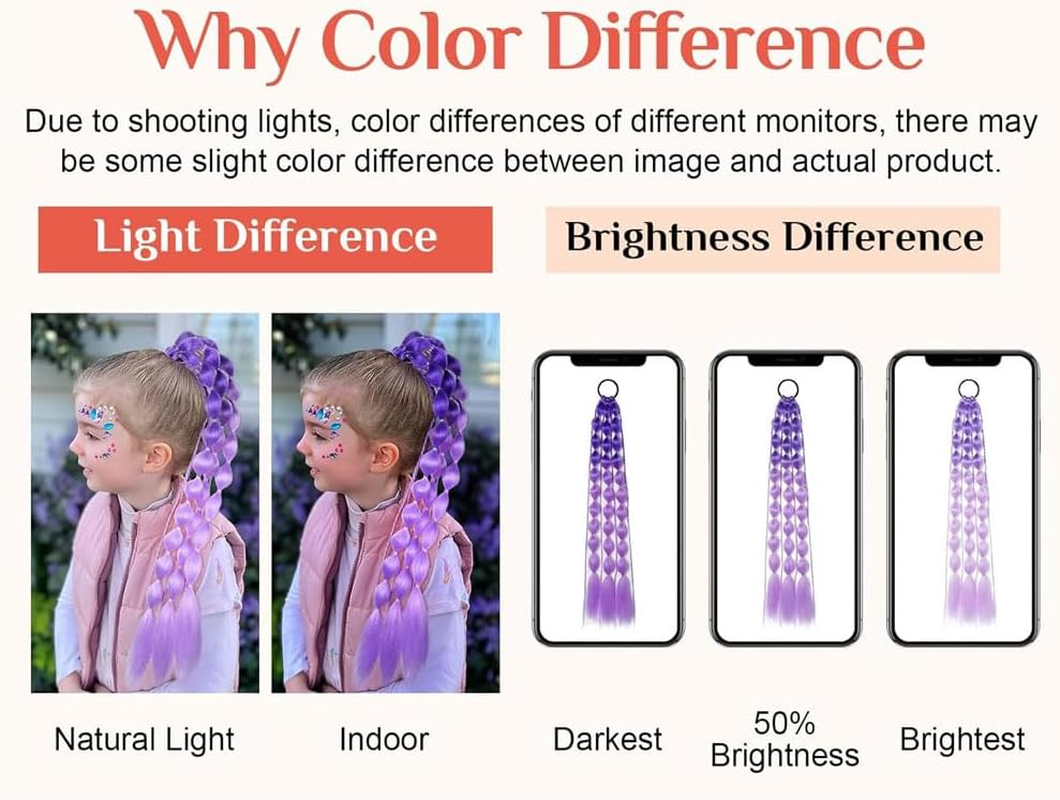 2 Pack Colorful Synthetic Hair Extensions for Women,50Cm Long Pre Looped Bubble Braiding Hair,Soft and Tangle Free Fiber, Purple,Blue, Pink Gradient Clip in Braids,Party Cosplay Accessories