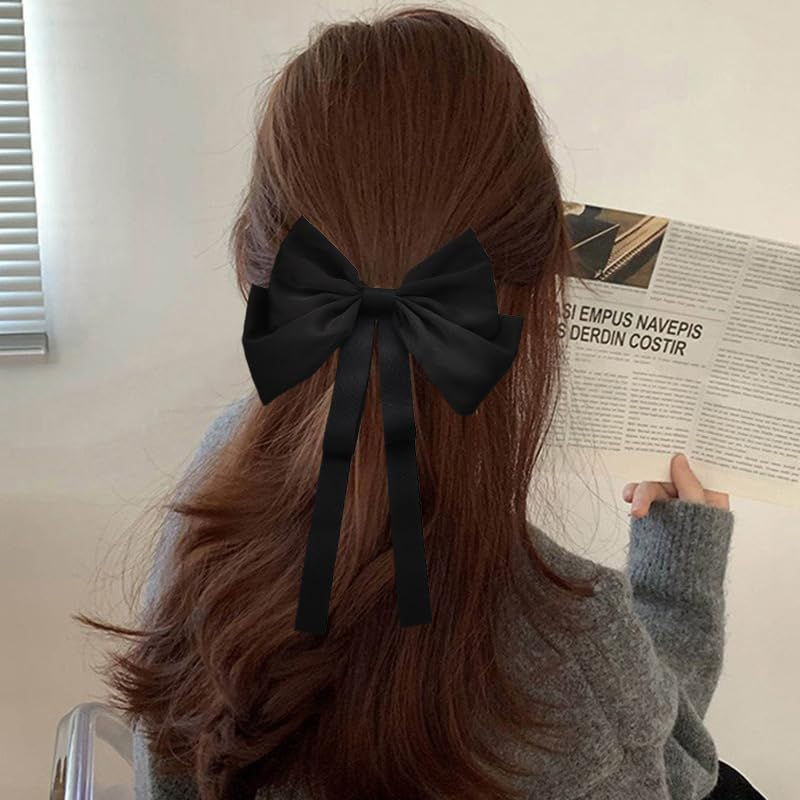 Big Black Hair Bow Clips for Women Girls Bow Knot Hair Clips Barrette for Girls Bowknot Hair Clip for Women Girls Bow Hair Decorations for Party Prom Canival image number 2