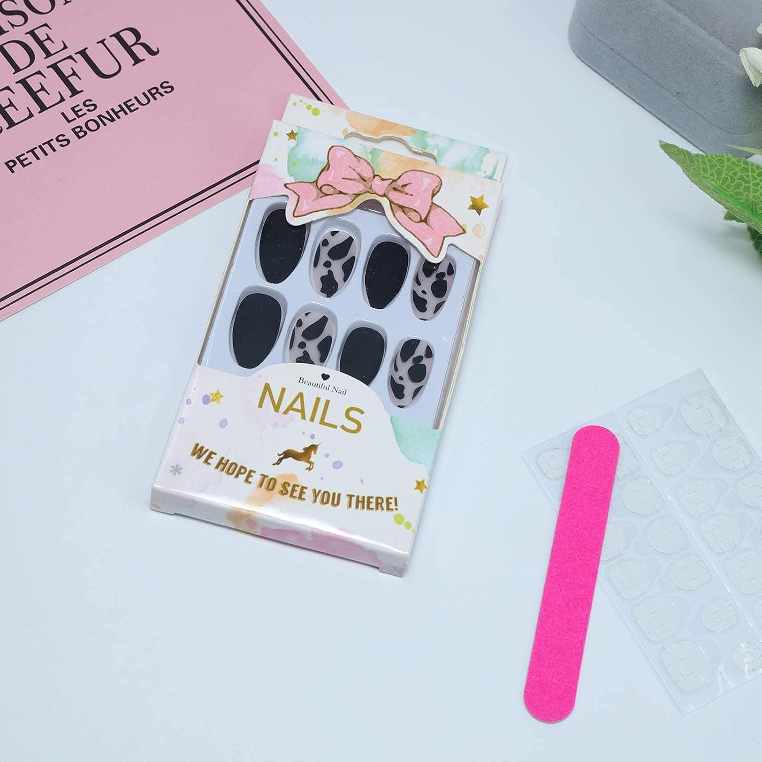 Yheakne 24Pcs Long Leopard Matte Stiletto False Nails Fashion Clip on Artificial Full Cover Nails Tips image number 5