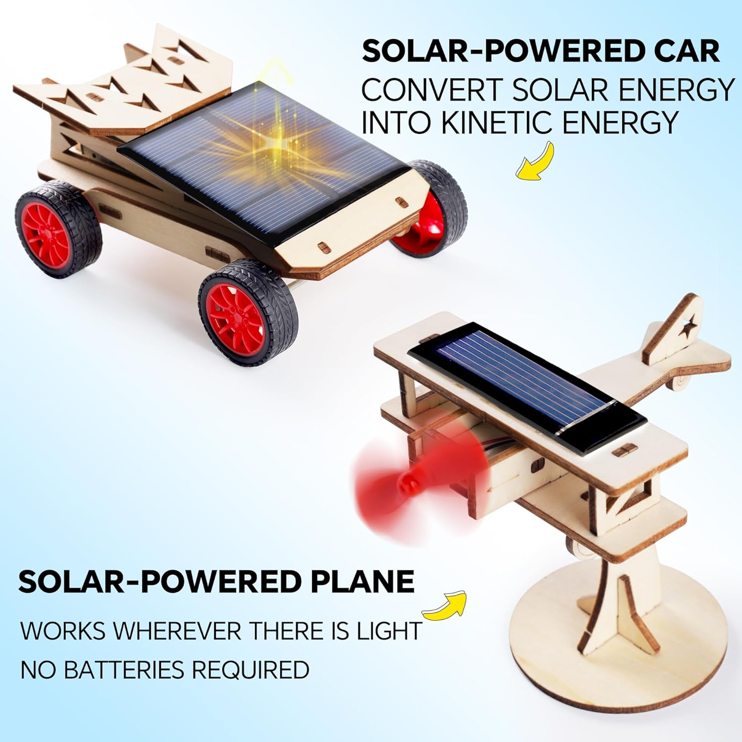 4 in 1 Science Experiment Puzzle Kits for Kids,Wooden Solar Power Motor Kit for Boys to Build,Stem Electric Projects Engineering Set for Girls,Woodworking Gift Toys Age 8 9 10 11 12 13 14 and Up