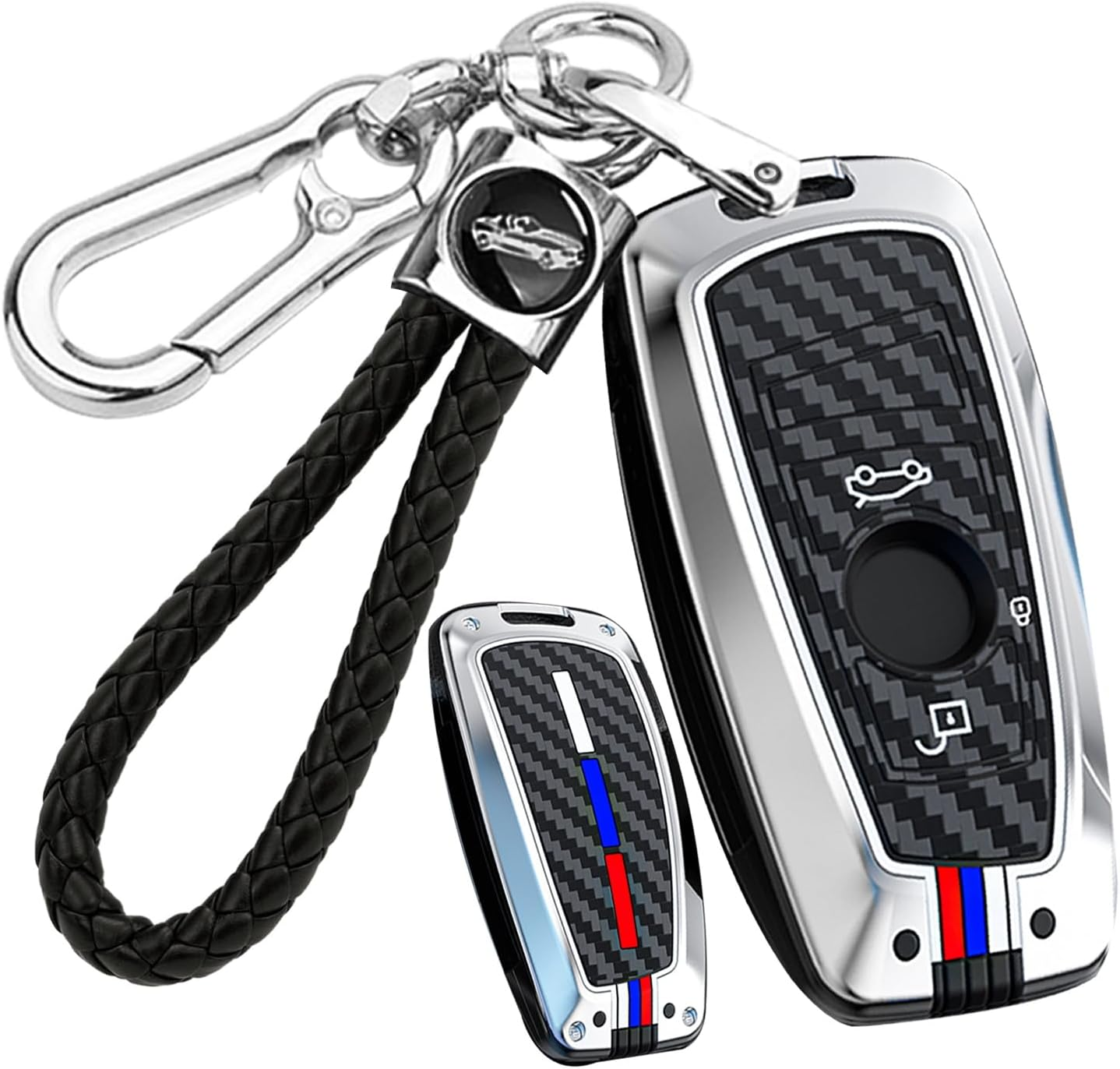 Ontto Luminous Car Key Cover Fit for BMW X1 X3 X4 X5 X6 1 2 3 5 7 Series G20 G02 G05 G31 G23 Key Holder Alloy Silicone Smart Shell Case Keyring Keychain Auto Styling Accessories Silver B1