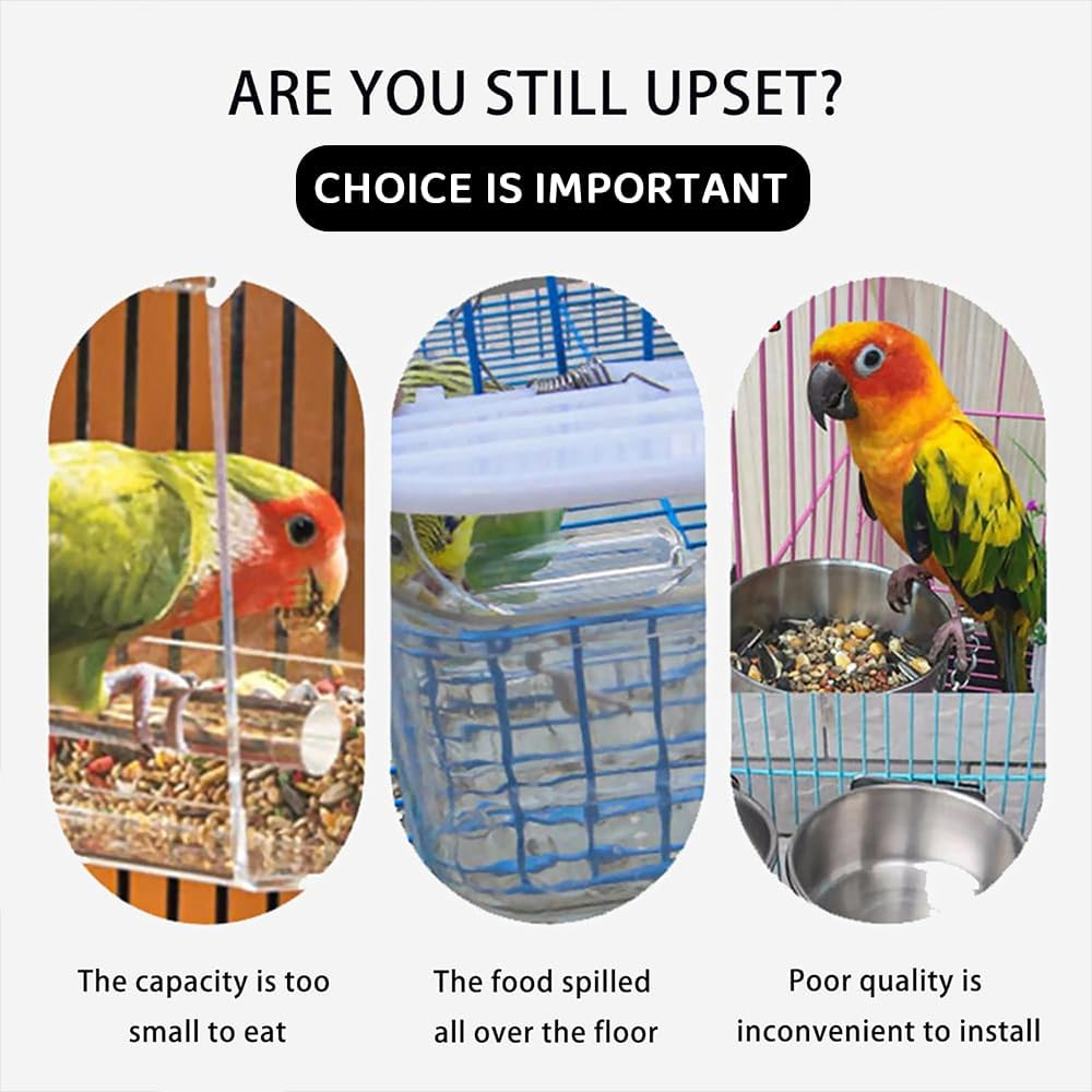 2 Pack Automatic No-Mess Bird Feeder &ndash; Transparent Acrylic Foraging Feeder Cage Attachment for Parrots, Canaries, Cockatoos & Small Birds image number 2