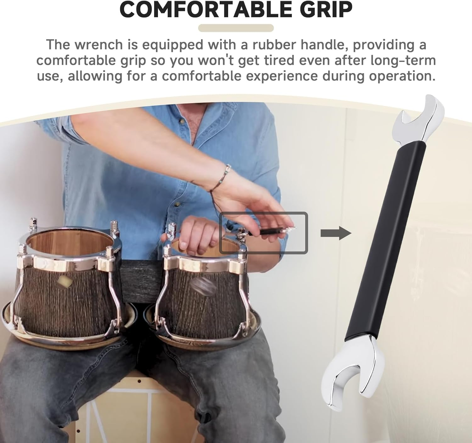 LP227A Latin Percussion Tuning Wrench, Suitable for LP Brand Congas, Bongos, Timbales and Other Latin Percussion Instruments, Double-Ended, Size 1/2 Inch and 9/16 Inch image number 2