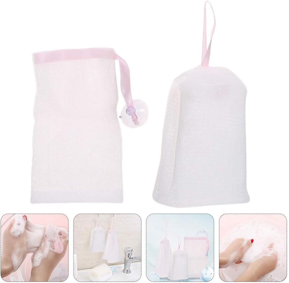 6Pcs Bubble Net Soap Saver Pouch Foaming Soap Holder Soap Exfoliating Mesh Pouch Soap Mesh Pouch Facial Washing Nets Bubble Mesh Bags Travel Soap Foaming Bag Bath Bag Grid Or image number 6