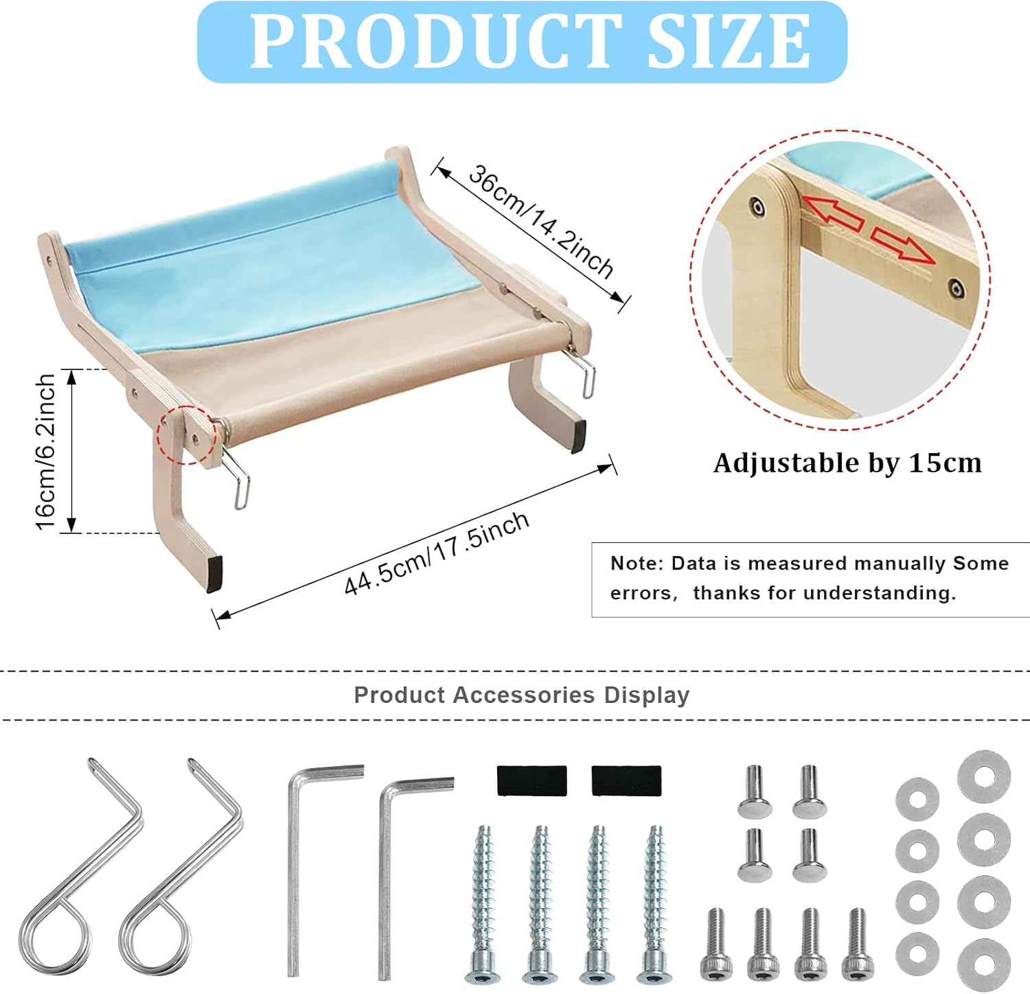 Cat Hammock Window, Cat Hammock, Adjustable Cat Hammock, Cat Window, Leisure Cat Climbing Frame, Hanging Cat Bed, Grey Blue (44.5 X 36 X 16 Cm) image number 1