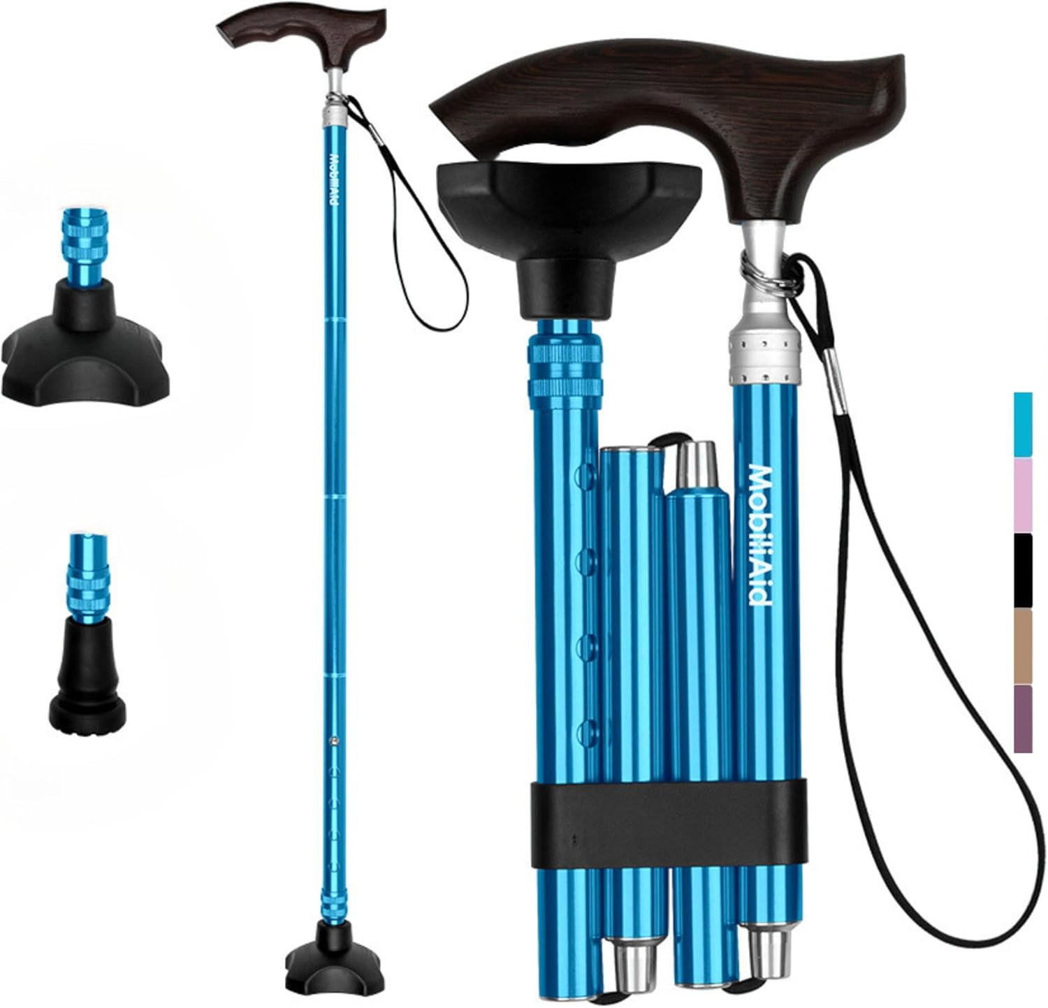 Luxury Walking Stick - Elegant Wooden Handle Cane for Seniors - Foldable/Folding Walking Stick - Stylish Design, Durable, Portable - Premium Walking Sticks for Stability and Comfort