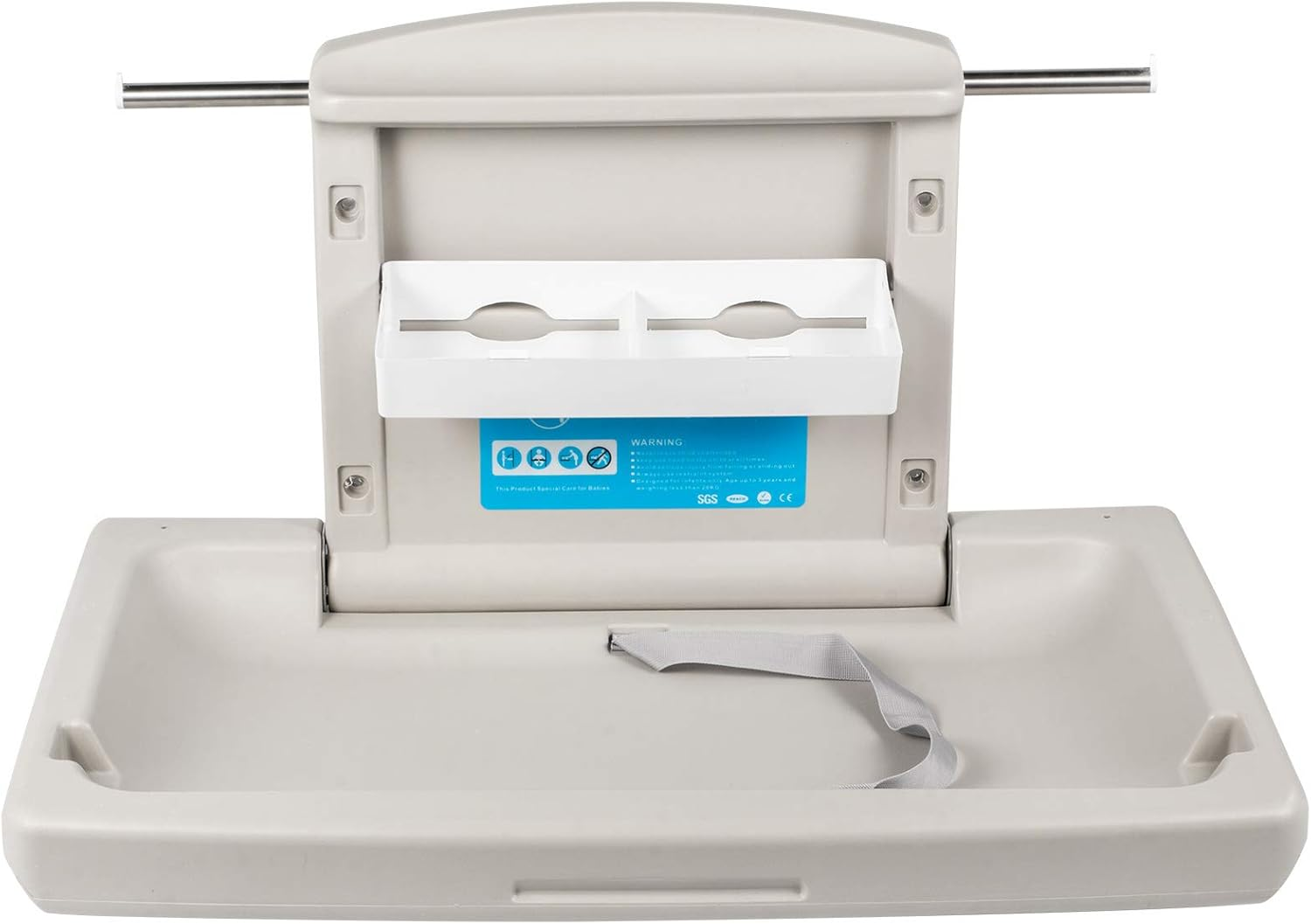 VEVOR Horizontal Baby Changing Table Wall-Mounted Baby Diaper Changing Station Vertical Fold down Baby Changing Table image number 4