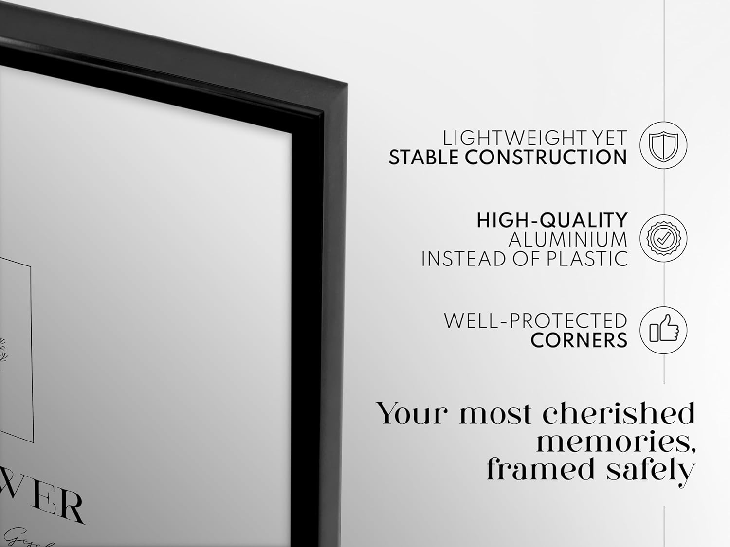 Artower&reg; Picture Frame Black Metal Thin Frame for DIN A4 21 X 29.7 Cm Poster Frame Large Collage Picture Frame Metal 21 X 30 Cm Aluminium Slim Picture Frame Black Poster Frame