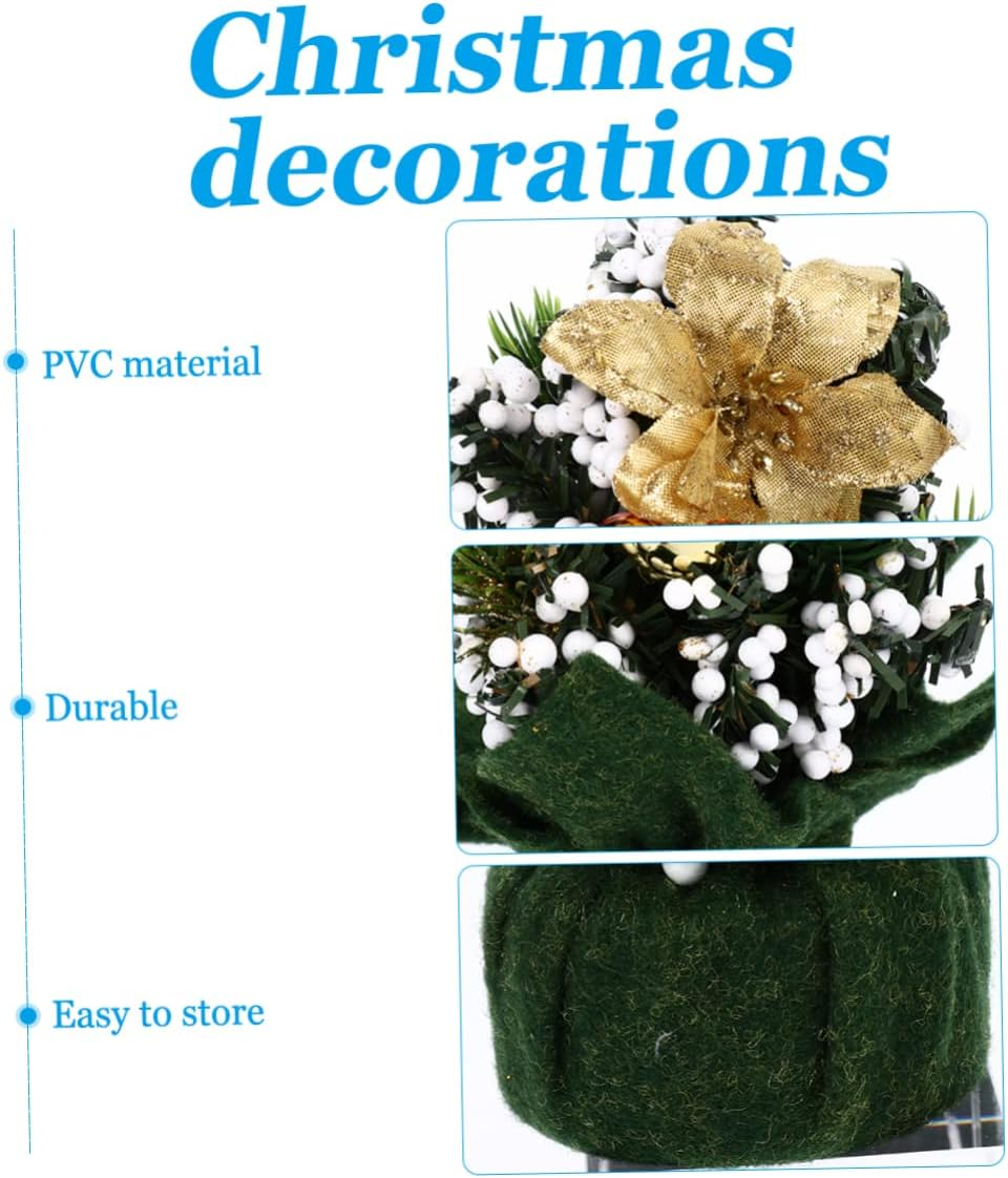 2Pcs Mini Christmas Tree Decor Artificial Ornaments for Festive Celebrations for Home Office Cafe and Holiday Parties Vibrant Colors Secure Base image number 6
