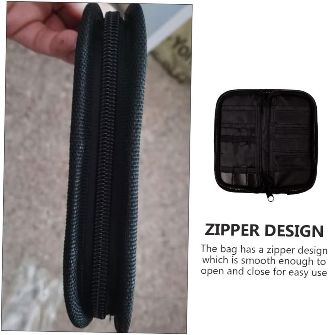 Luxshiny Portable Darts Bag Zipper Organizer Oxford Cloth Pouch Lightweight Black Compact Travel Case for Leisure Sports image number 1