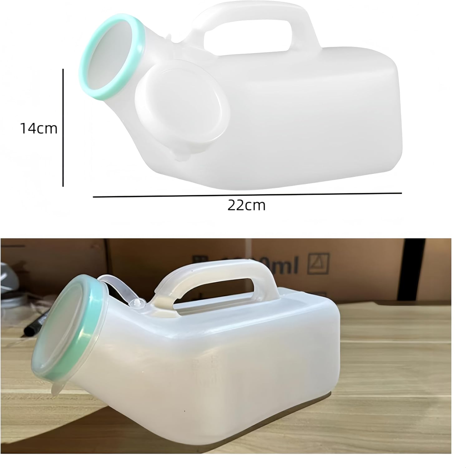 Urine Bottle,Men'S Portable Urinal with Lid, 2 Packs Large Capacity Urine Bottle,1200Ml with Clear Scale for Hospital,Incontinence,Elderly,Travel,Driving,Camping(White) image number 2