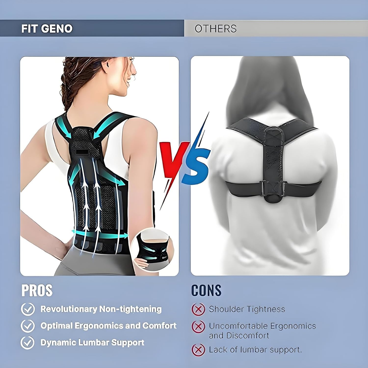 Anberyoo Posture Corrector for Women Men, 2 in 1 Adjustable Back Braces and Lumbar Supports for Relieves Upper and Lower Back Pain, Lmprove Back Posture with Back Support, Breathable and Comfortable (M) image number 1