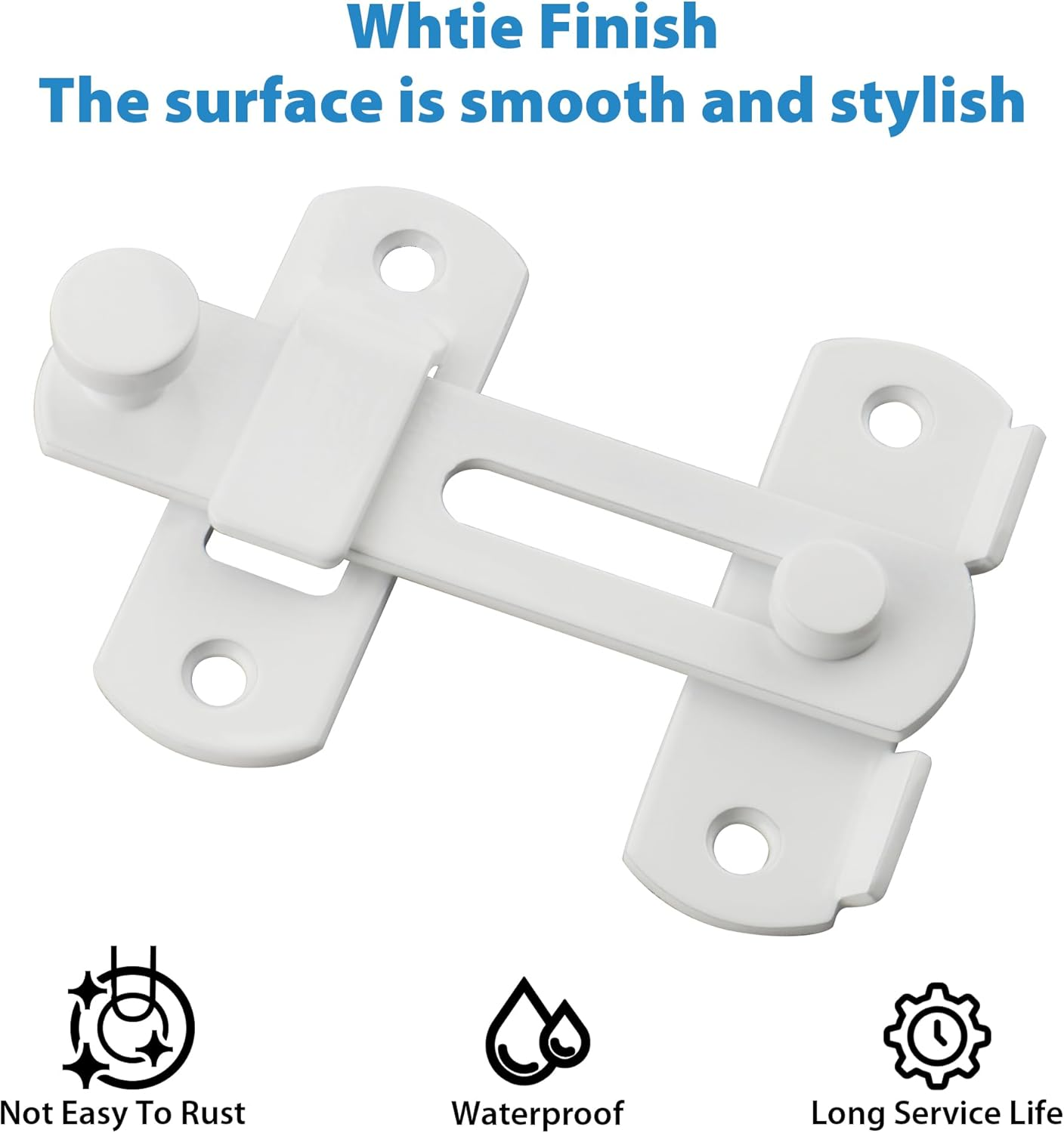 Alise 4 Inch Heavy Duty Flip Latch Gate Latches, Safety Door Lock for Barn Wood Fence Sliding French Doors,Sus304 Stainless Steel Gate Hardware. White Finish MS9500-W image number 6