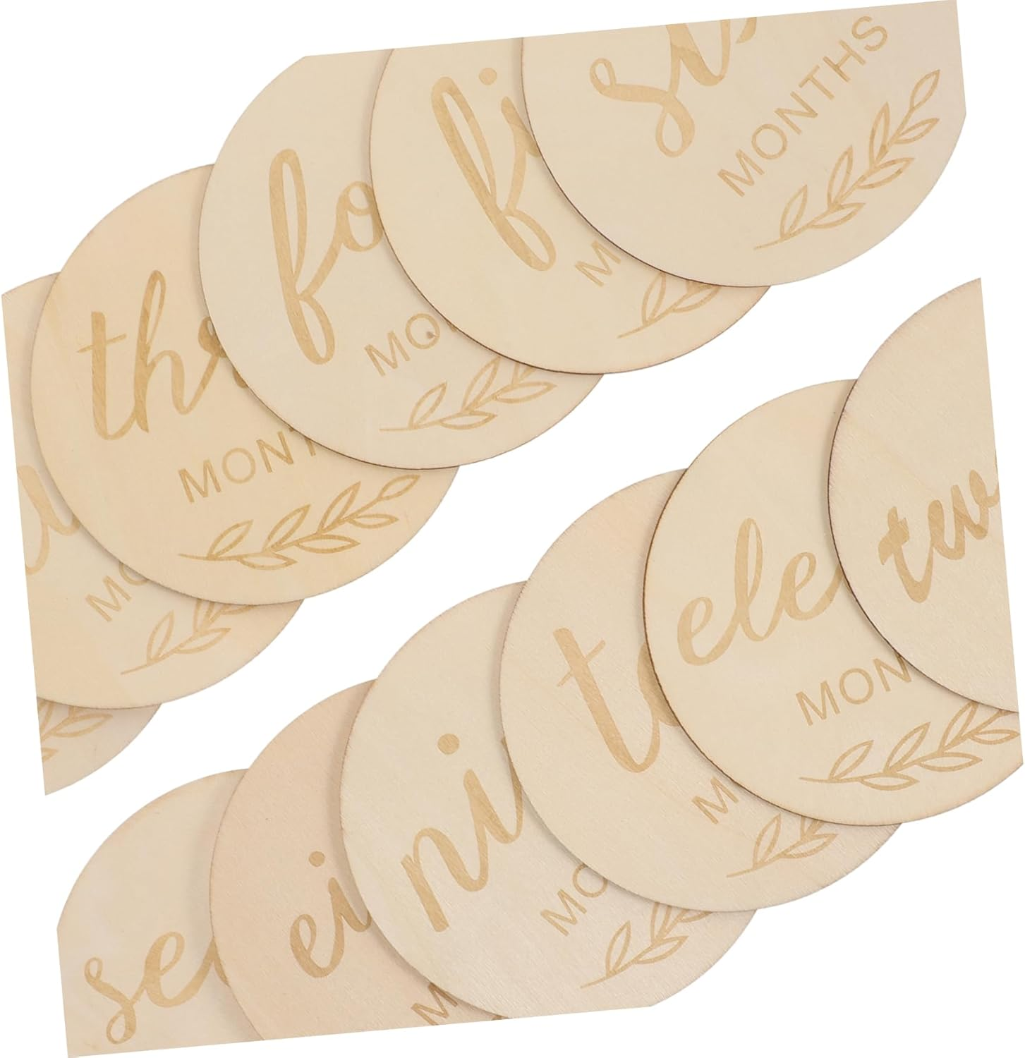 DOITOOL 12Pcs Wooden Monthly Milestone Cards Double Sided Photo Props Natural Wood Grain Decorative Announcement for Newborn Growth and Party Favors image number 4