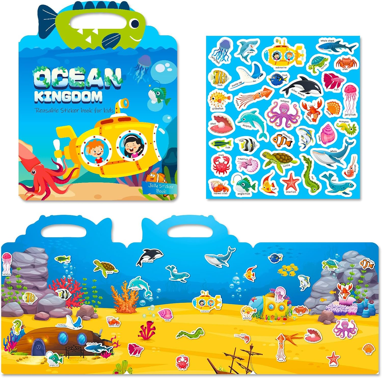 Reusable Sticker Book for Kids,3D Jelly Stickers Toddlers Activity Book for Boys Girls Road Trip Toddler Airplane Train Travel Essentials Toy,Birthday Gifts for Age 2 (Farm)