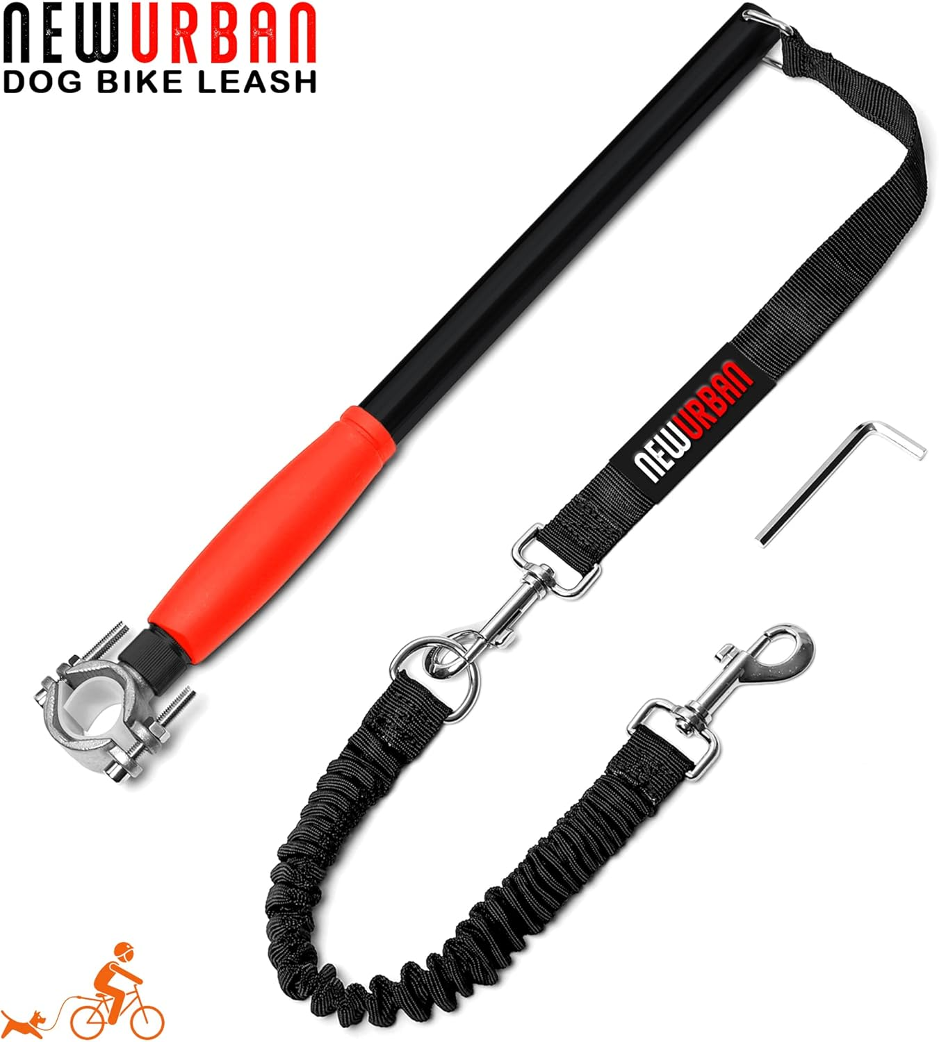 NEWURBAN - Dog Bike Leash - Easy Installation Removal - Hand Free Dog Bicycle - Exerciser Leash - for Exercising - Training Jogging - Cycling and Outdoor - Safe with Pets.R Large Walky plus Biking - Black image number 6