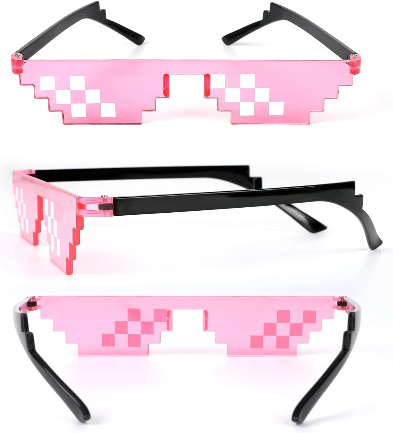 8 Pairs Pixel Sunglasses, Cool Thug Glasses Mosaic Glasses Mulity-Color Plastic Glasses, Funny Eyeglasses Suitable for Holiday Decoration Props Glasses, Adults Kids Photo Props Party Supply image number 3