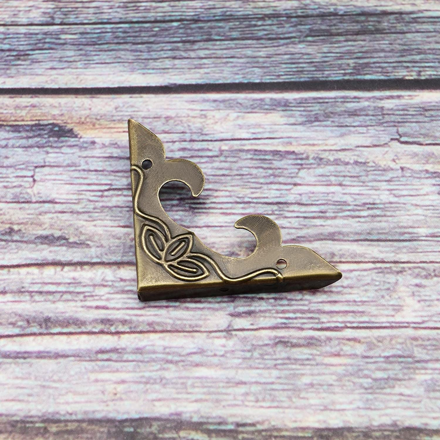 Ecsing 40Pcs Vintage Box Corner Protectors Antique Metal Corner Protector with Screws Decorative Edge Cover for Desk Cabinet Jewelry Box Bronze image number 4