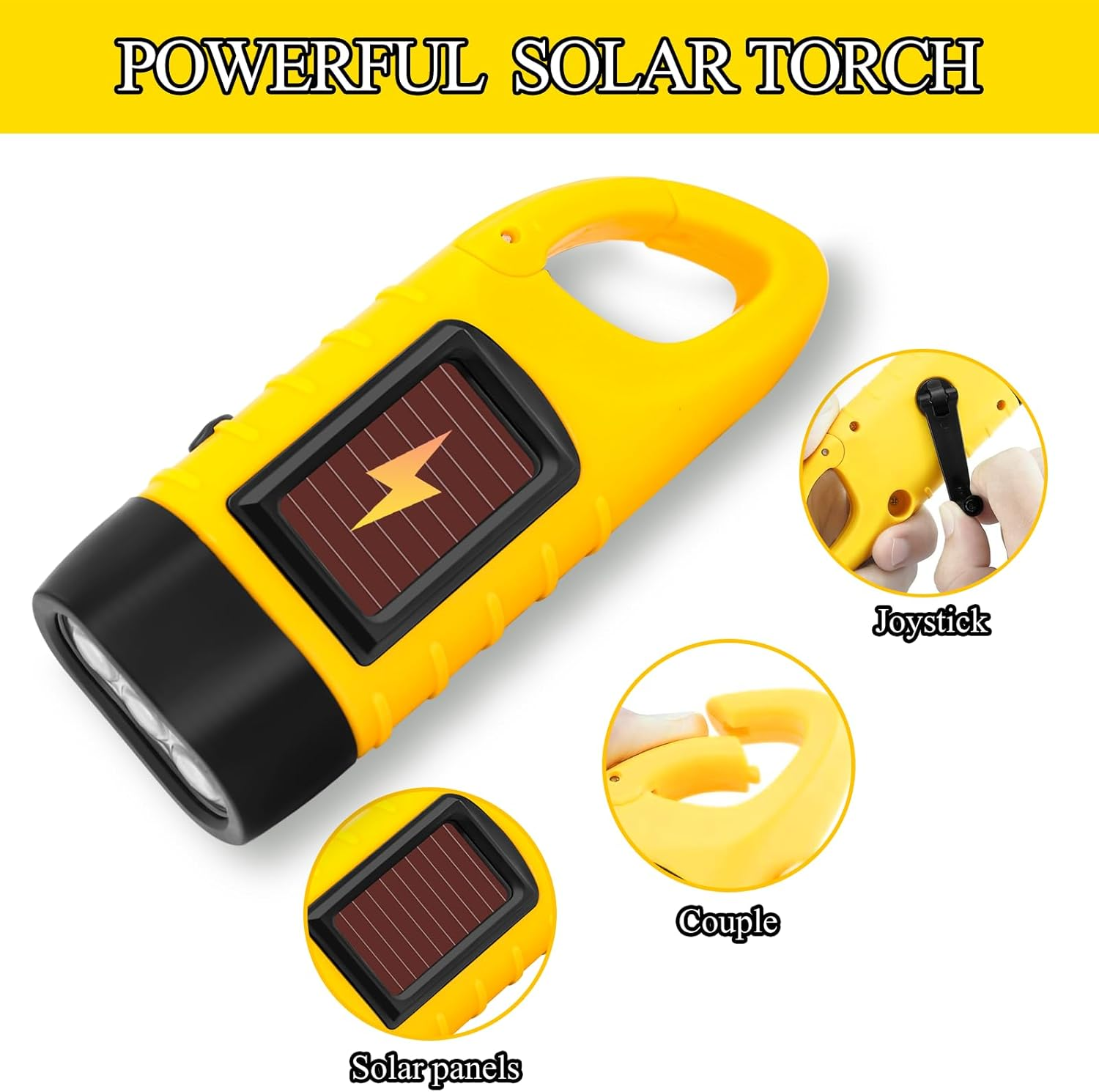 SUNNIFLY Torch Crank Emergency Torch with Crank and Solar Crank Torch for Outdoor Travel Camping and Adventure (Yellow)